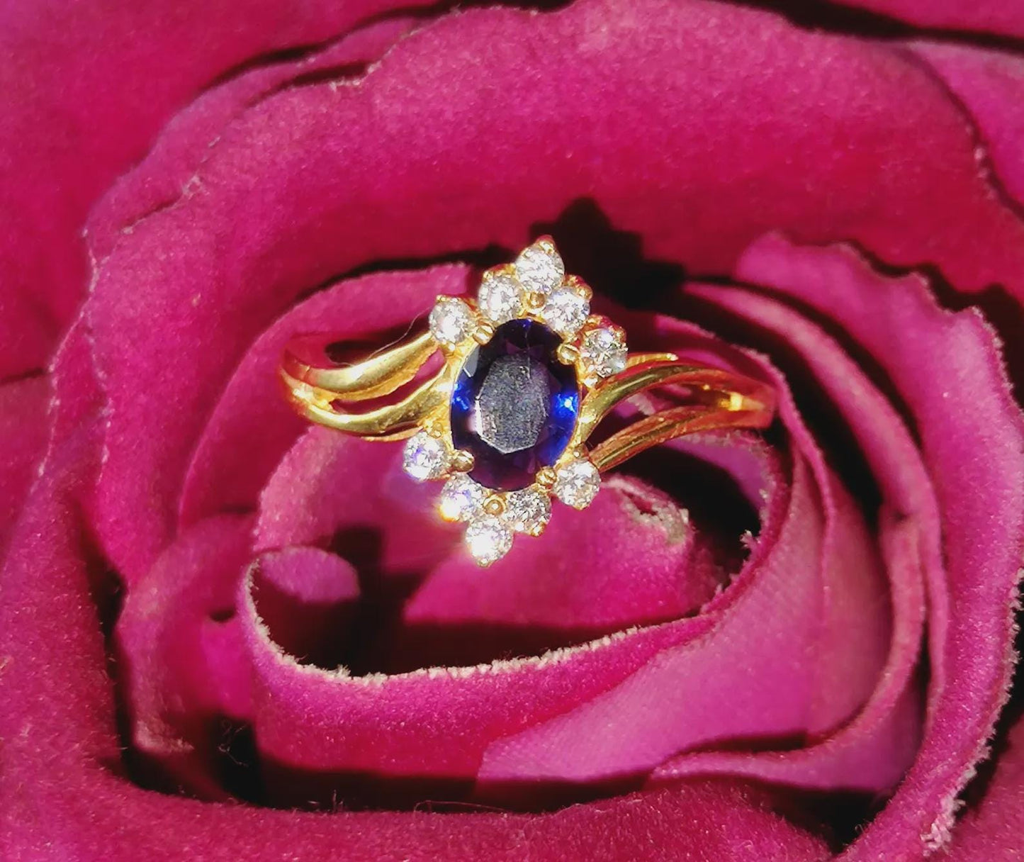 1Ct Oval Cut Blue Sapphire Diamond Solitaire 14K Yellow Gold Finish Engagement Wedding Anniversary Ring, Birthday Gift, Ring For Her