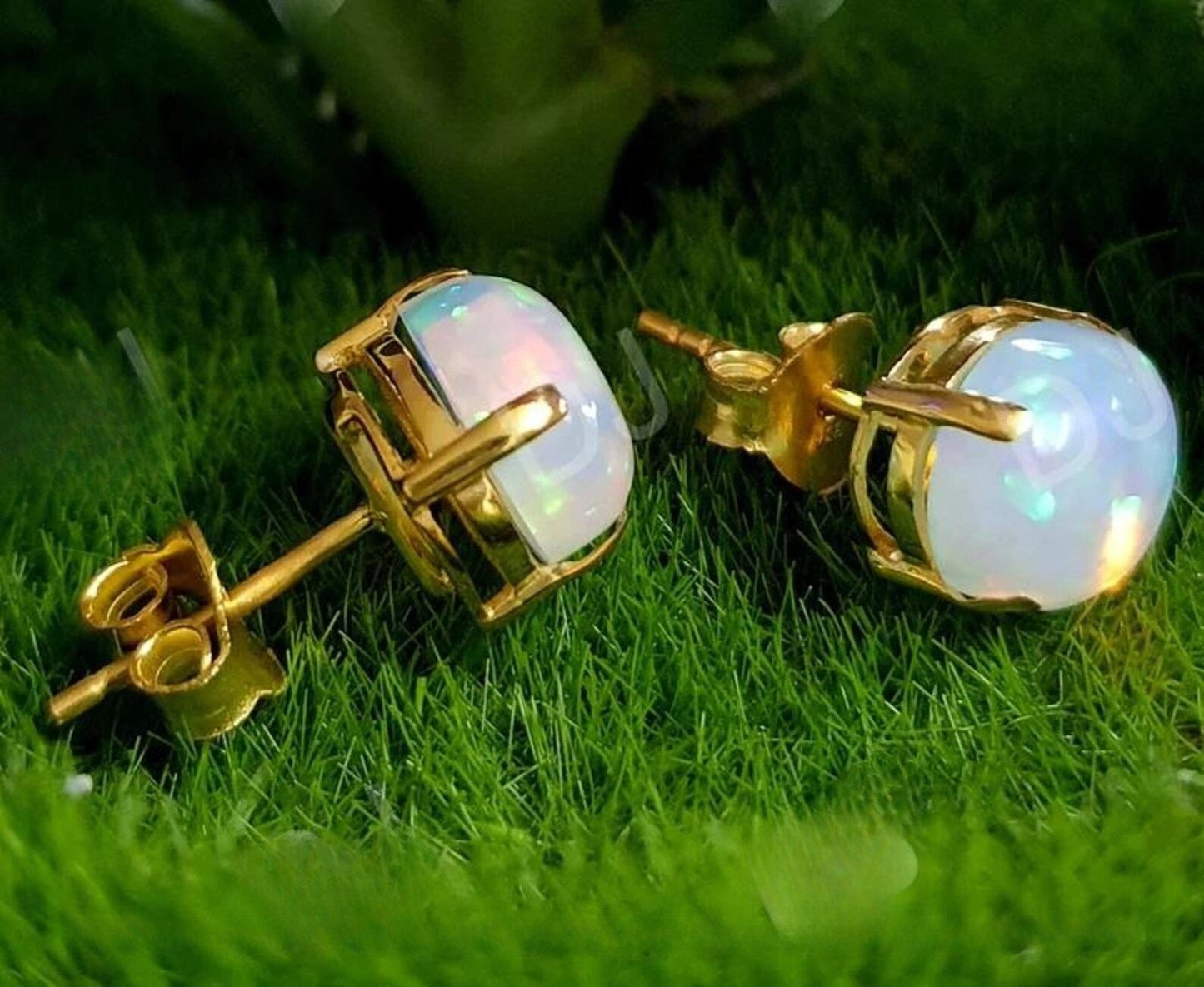 2Ct Oval Cut Stud Women's Earrings Opal Diamond Earrings 14K Yellow Gold Plated 925 Sterling Silver, Push back Earrings, Gift For Birthday