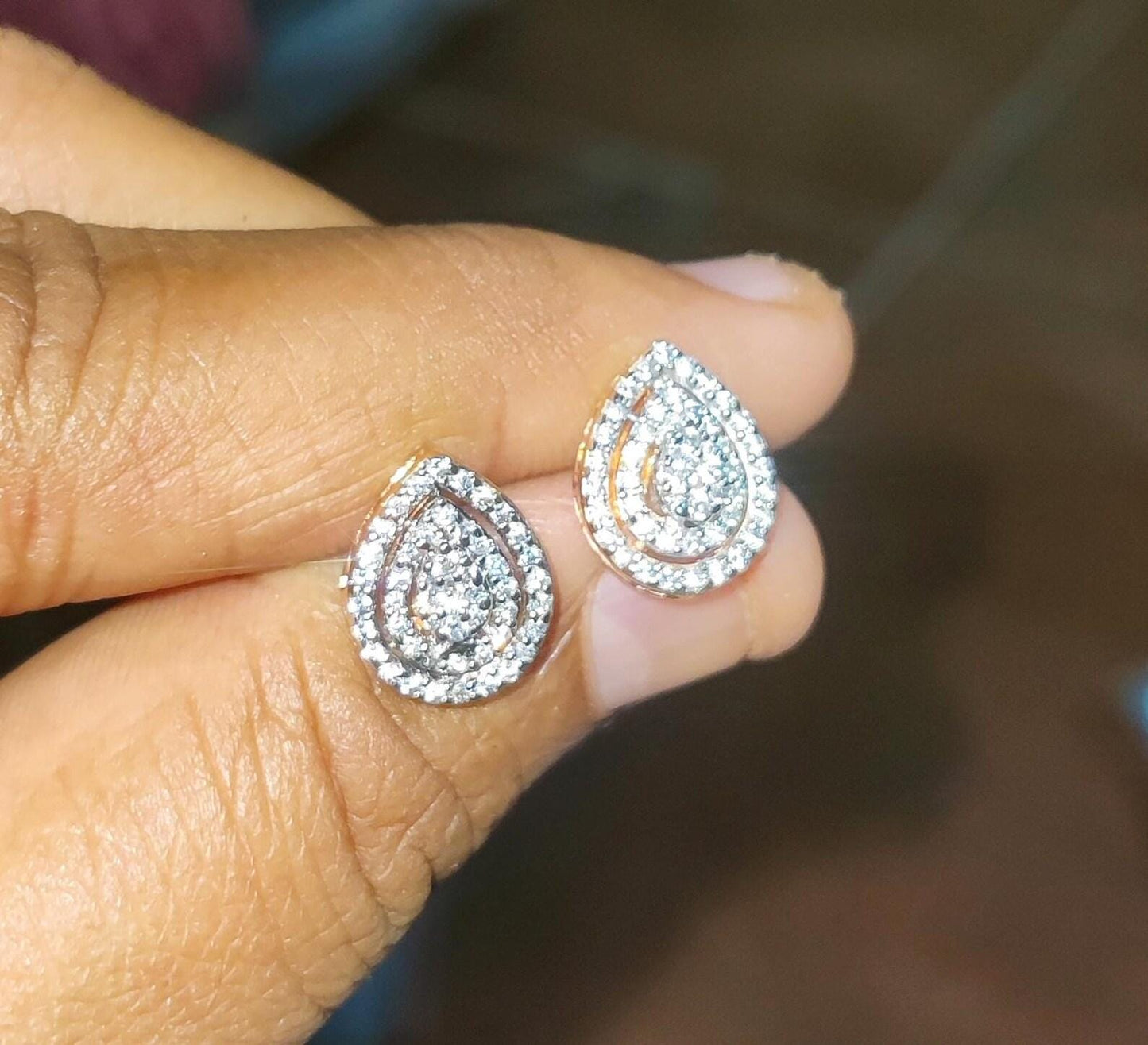 2Ct Diamond Stud Earrings VVS1 Diamond Cluster Halo Stud Earrings 14K Rose Gold Finish 925 Silver Stud Earrings Push Back Stud