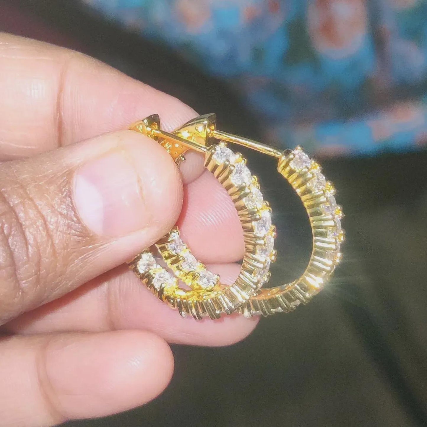 2Ct Round Hoop Earrings Lab Created Diamond Women's Huggie Hoop Earrings 14K Yellow Gold Finish 925 Silver Hoop Earrings