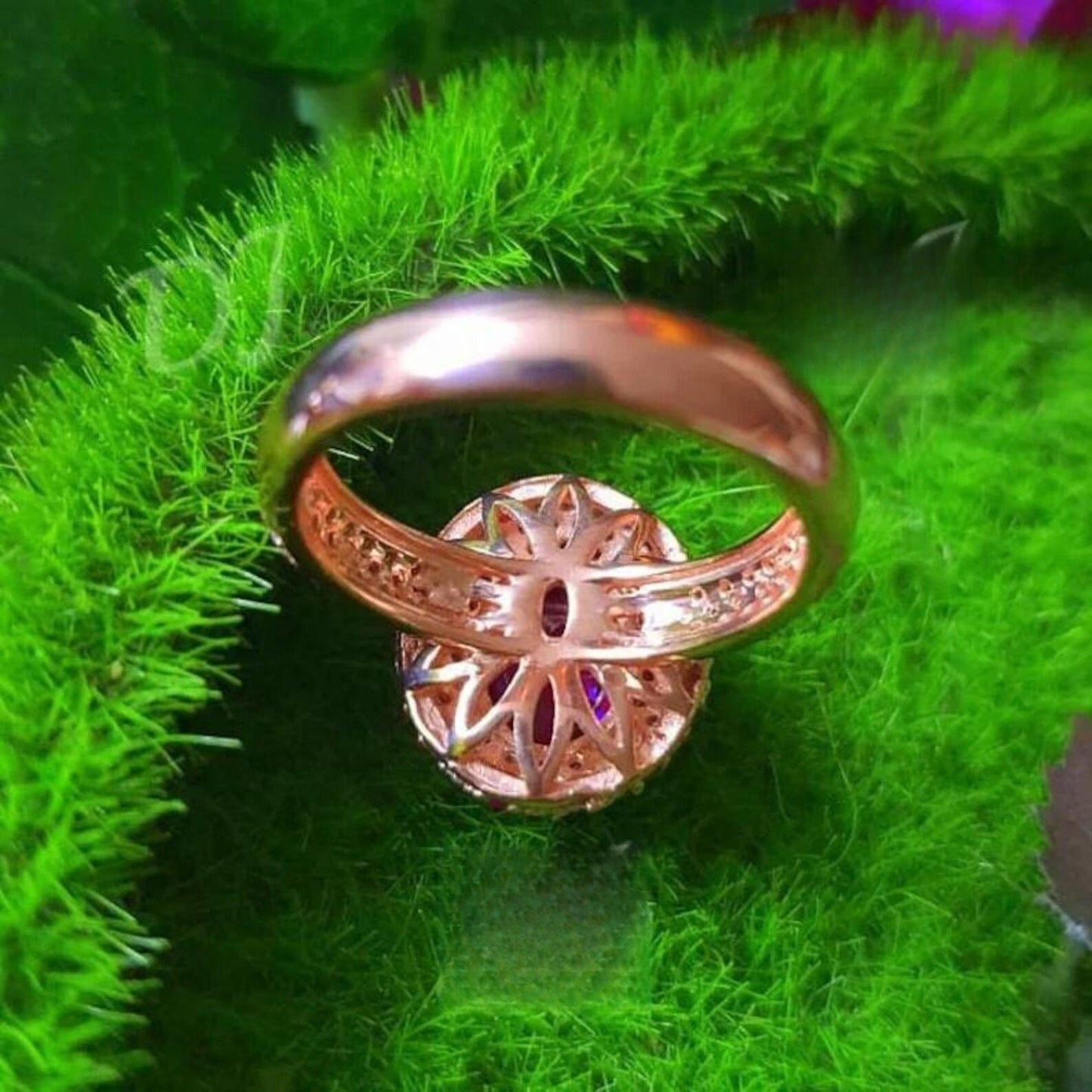 2Ct Oval Cut Simulated Red Ruby Diamond Engagement Ring, 14K Rose Gold Plated, 925 Silver Halo Ring, Cluster Ring, Anniversary, Gift for her