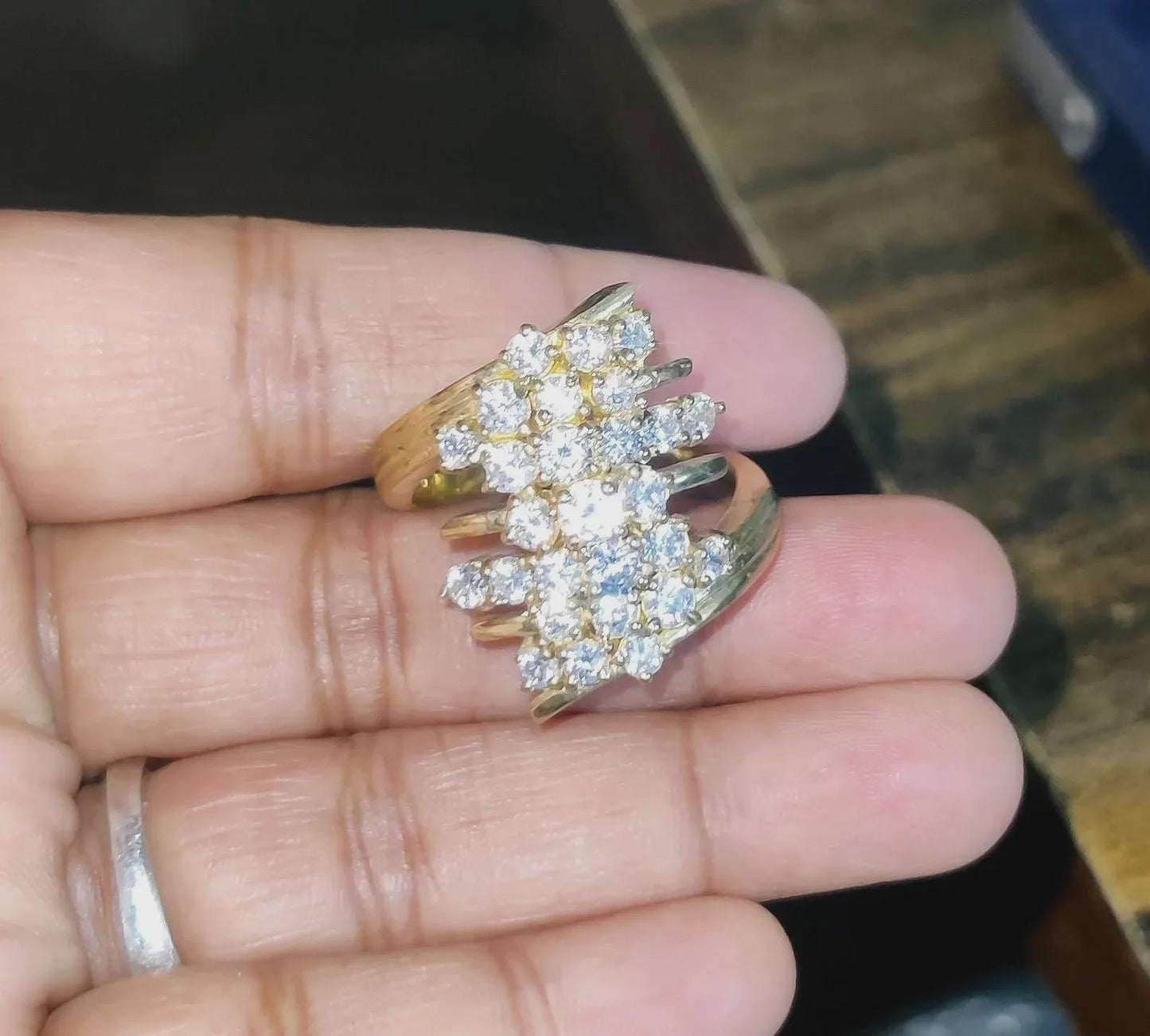 2Ct Diamond Round Cut Lab-Created Diamond Cluster Halo Engagement Anniversary Ring 14K Yellow Gold Finish 925 Sterling Silver, Birthday Gift