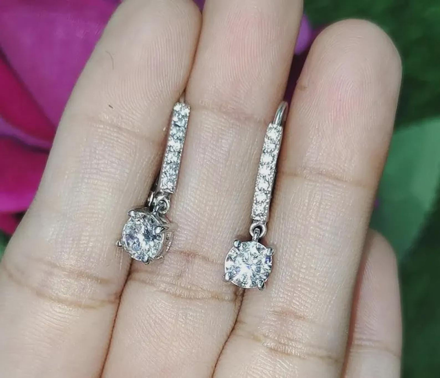 2Ct Round Cut Simulated Diamond Drop Dangle Women's Earrings 14K White Gold Plated 925 Sterling Silver, Gift For Birthday Wear