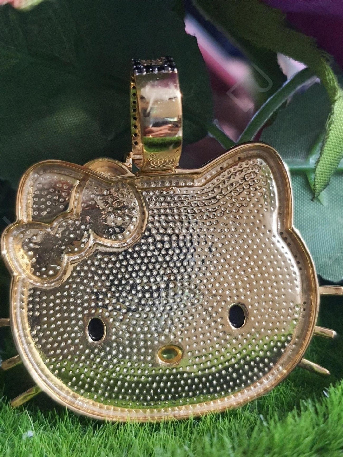 6Ct Round Diamond, 14K Yellow Gold Plated, Fashion Jewelry Pendant Without Chain, Gift For Girl Hello Kitty Necklace, Cute Diamond Pendant,