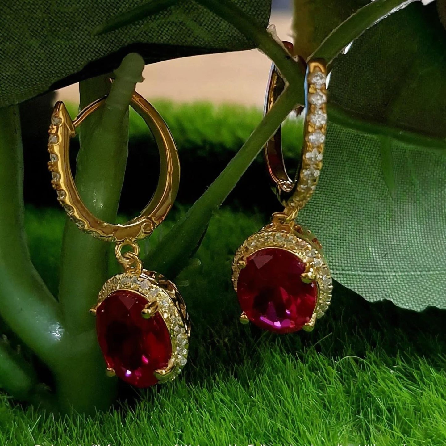 4Ct Oval Cut Ruby Diamond Dangle Drop Earrings 14K Yellow Gold Finish Diamond Earrings | Ruby Diamond Earring | Anniversary Gift for Her