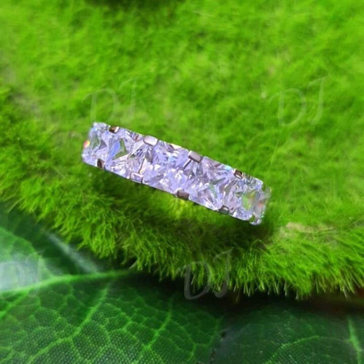 2Ct Princess Cut Diamond Seven-Stone Engagement Ring 14K White Gold Plated 925 Silver Anniversary Band Ring Simulated Diamond Gift for her