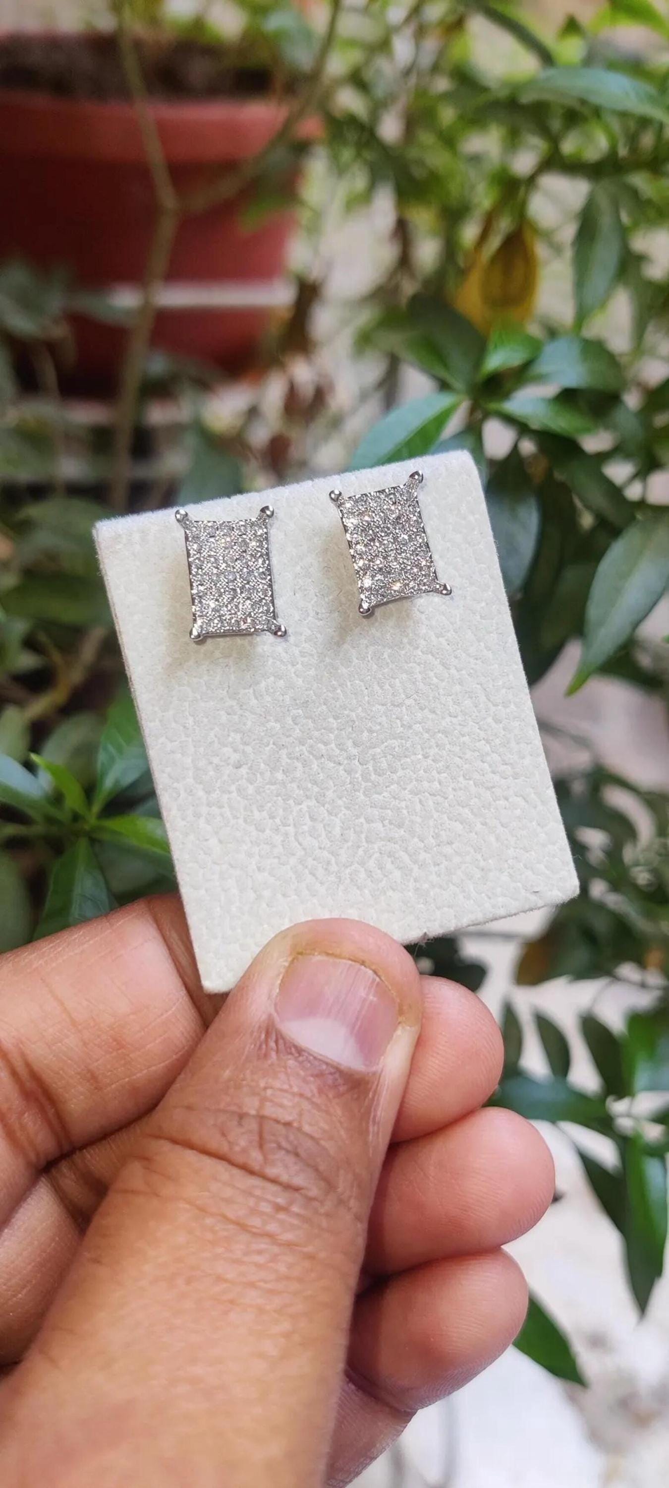 2Ct Round Cut Cluster Stud Earrings Simulated Diamond Earrings 14K White Gold Plated 925 Sterling Silver, Push back , Gift For Birthday