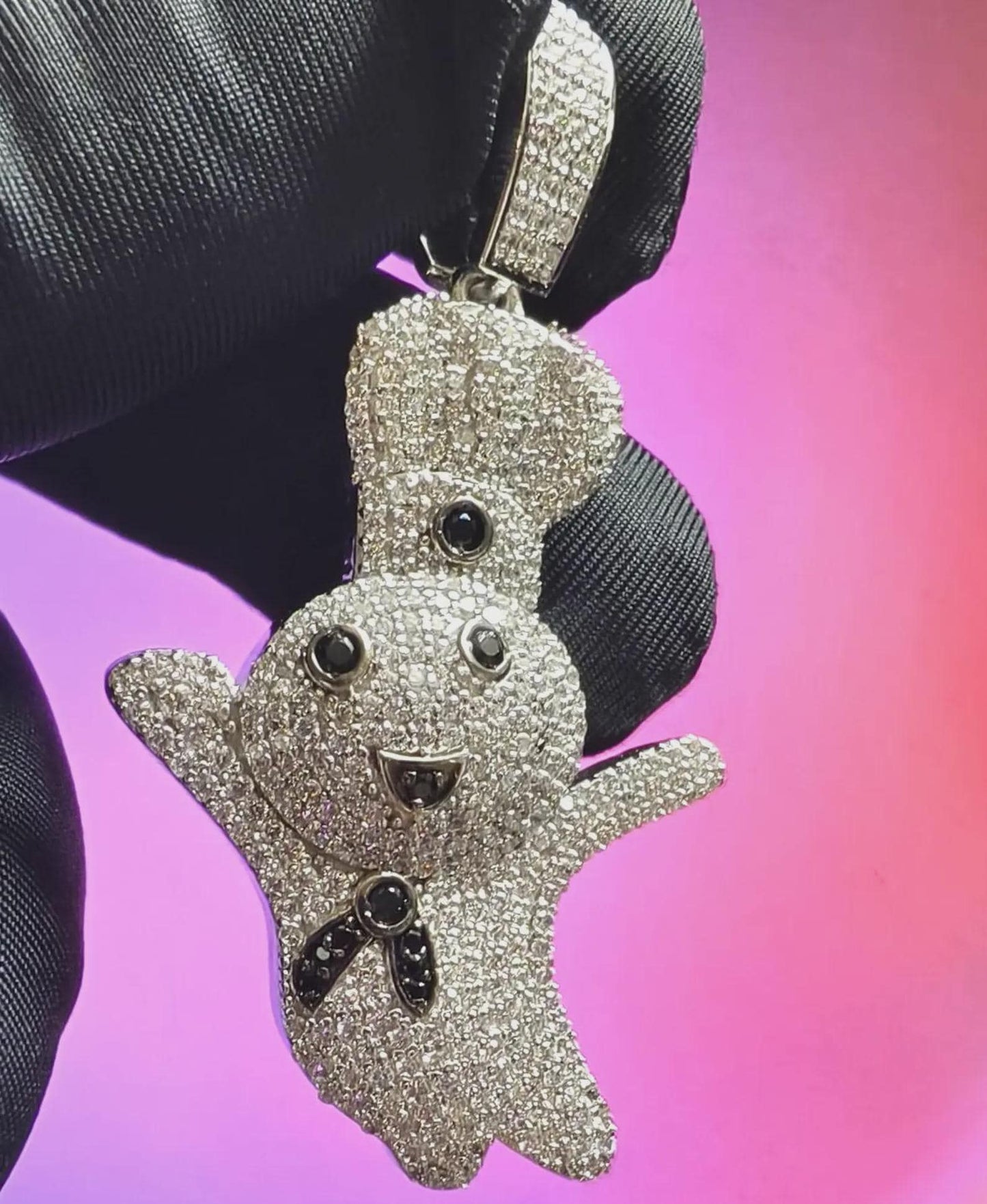 3Ct Round Cut Diamond Carton Pendant Simulated Diamond Pedant 14K White Gold Plated 925 Sterling silver, Hip Hop Pendant, For Birthday Gift