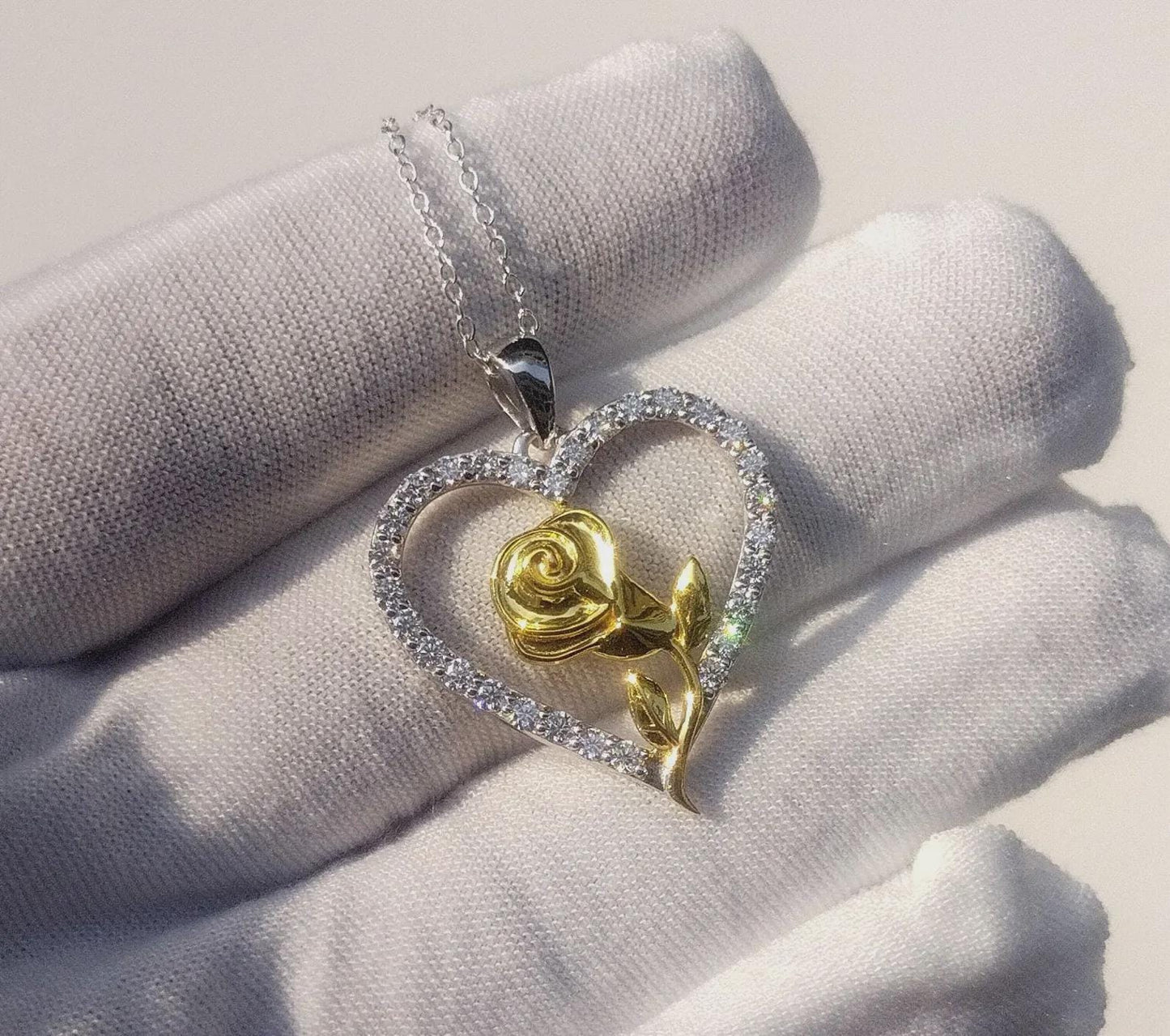 1.50Ct Round Cut Lab-Created Diamond Heart Pendant 14K White Gold Plated Heart Shape Pendant Heart Women's Necklace Pendant