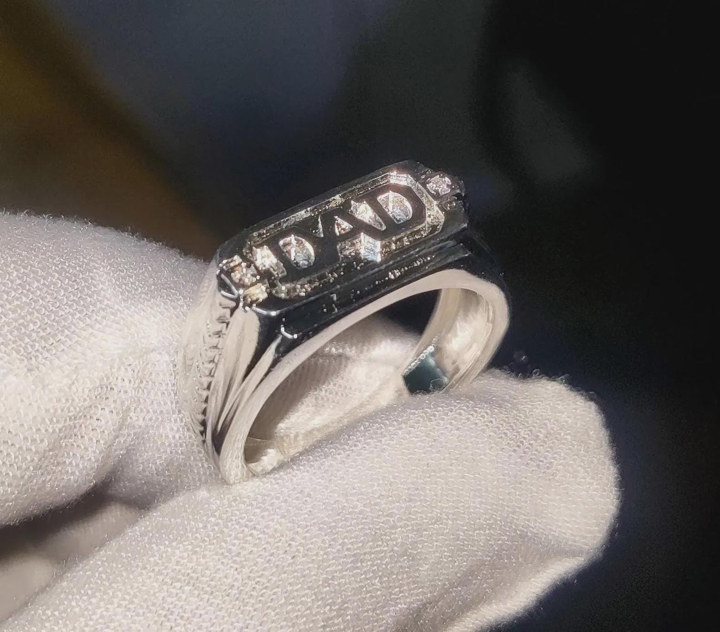 Customized Any Personalization Name Ring 14K White Gold Finish 925 Sterling Silver Anniversary Ring, Gift For Birthday, DAD Name Ring