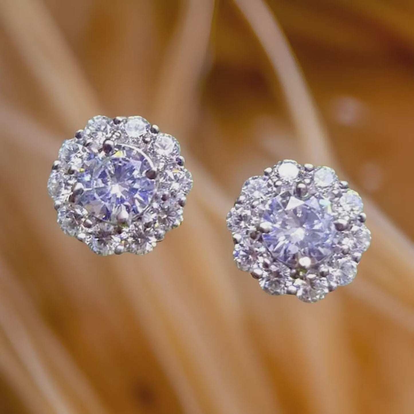 2Ct Round Cut Simulated Diamond Cluster Flower Cluster Stud Earrings 14k White Gold Plated, Cluster Earrings, Flower Earring, Gift for Party