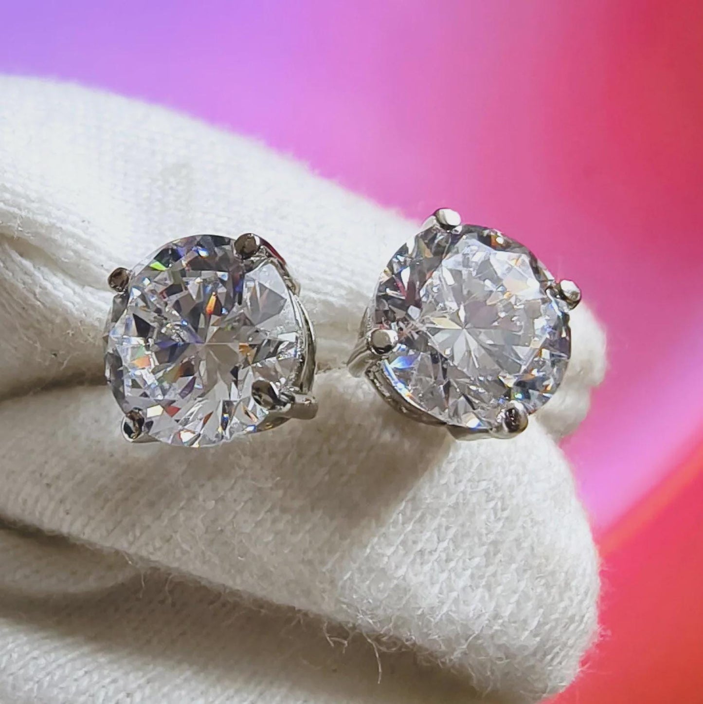 2Ct Round Cut VVS1 Diamond 14K White Gold Finish Halo Stud Earrings 925 Sterling Silver For Birthday gift and Daily wear