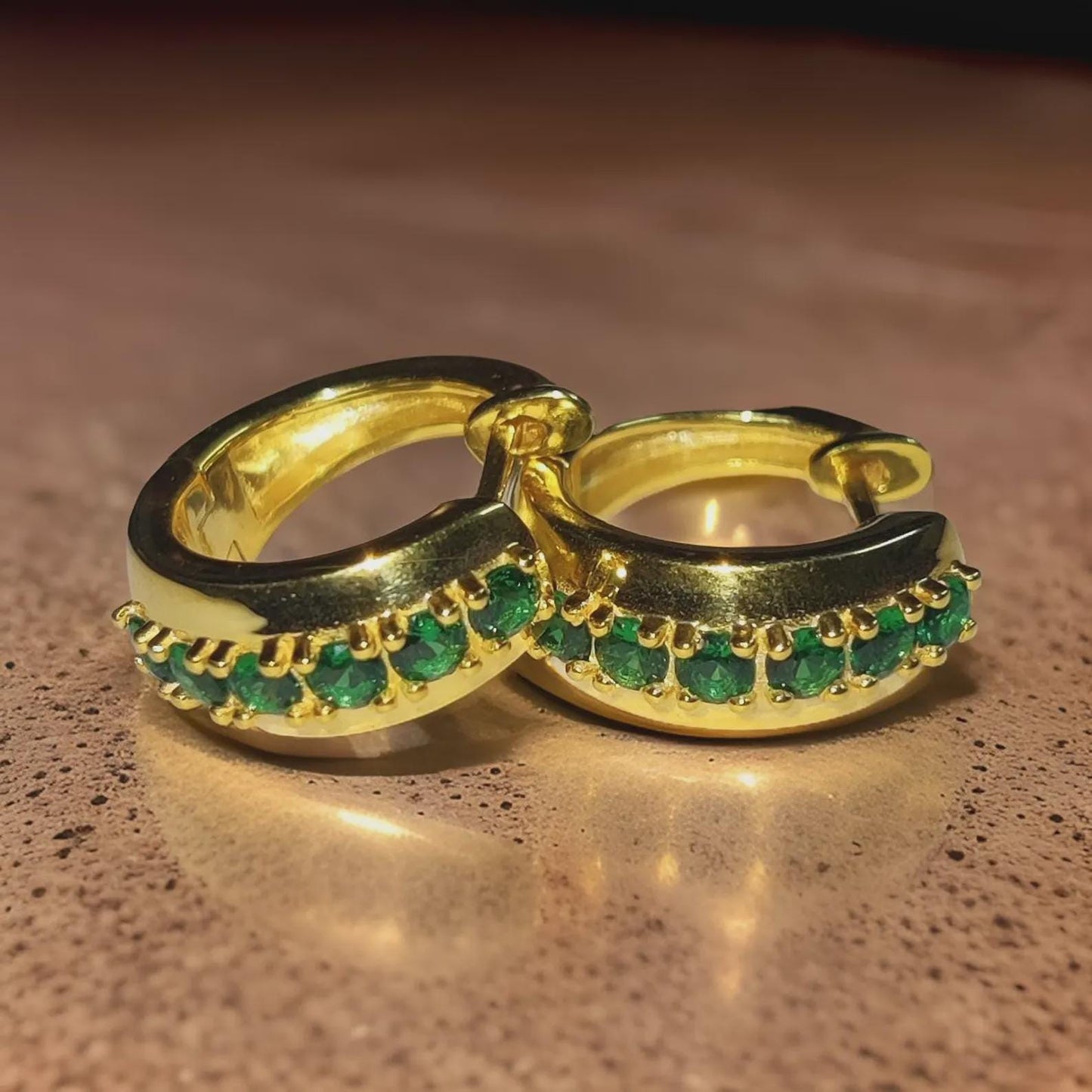 2Ct Round Cut Emerald Hoop Earring Simulated 14K Yellow Gold Finish 925 Sterling Silver For Special Occasion, Birthday Gift, Daily Wear