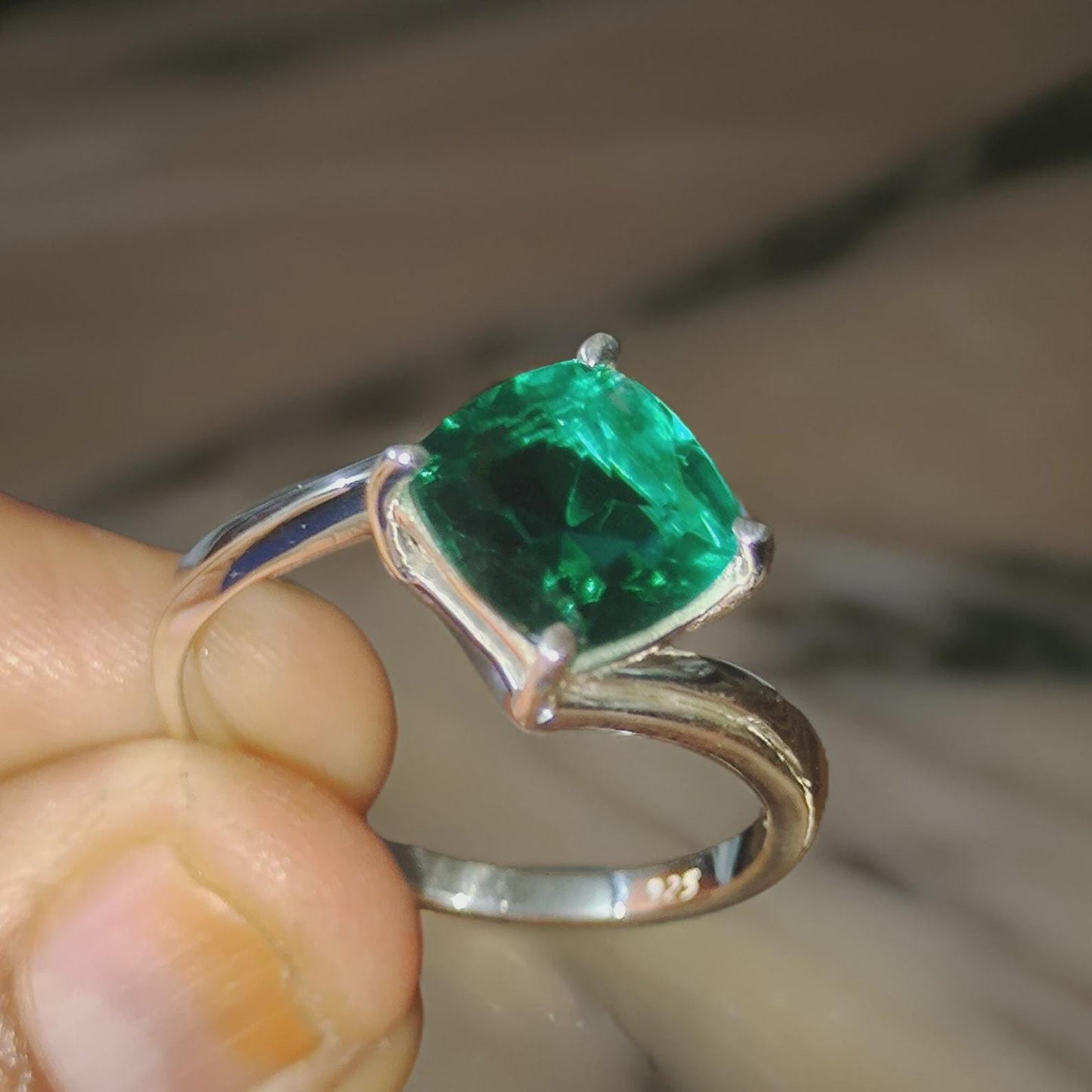 2.50Ct Cushion Cut Green Emerald VVS1 Diamond Solitaire Engagement Wedding Promise Ring 14K White Gold Finish Gift For Her ,Birthday Gift