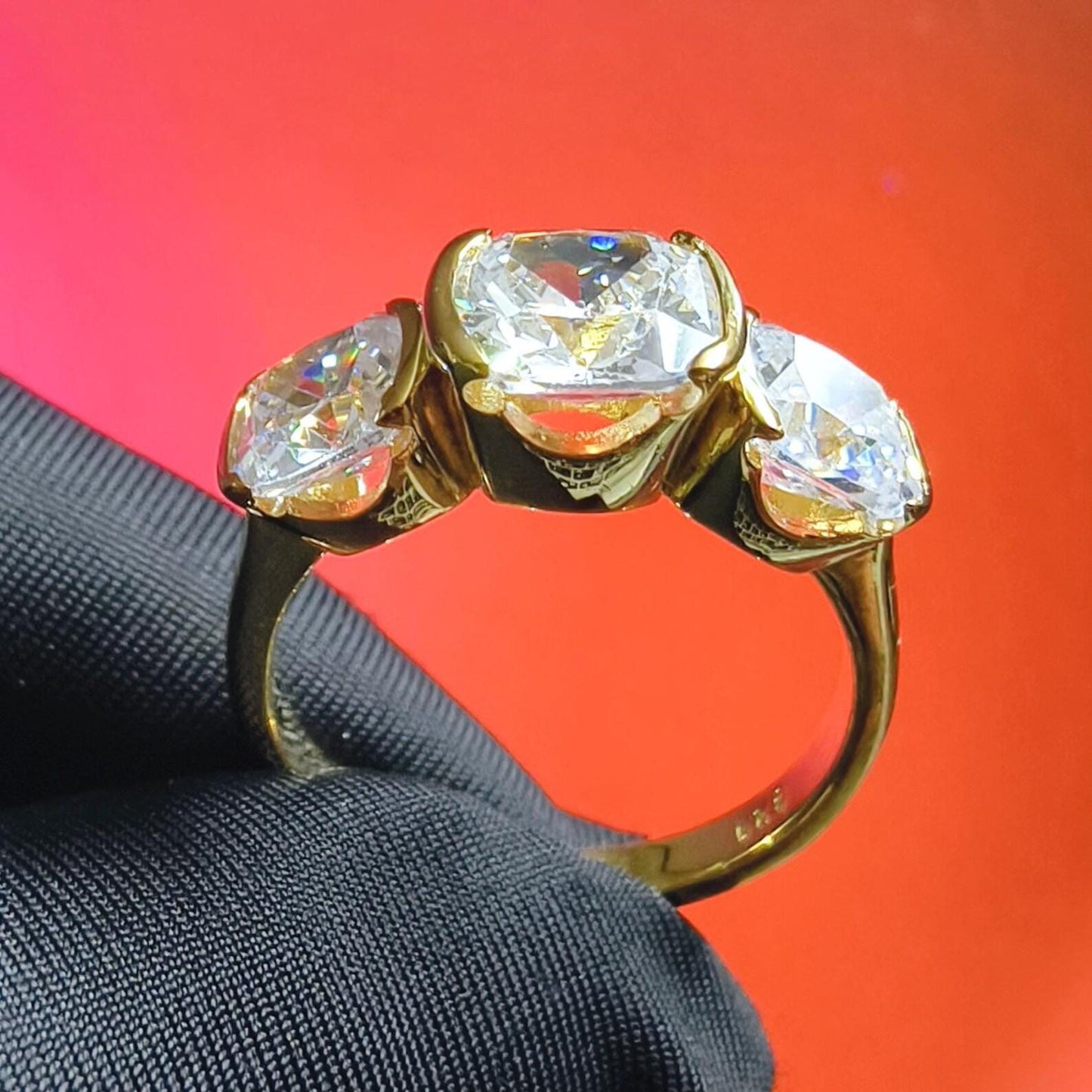 3Ct Cushion Cut Simulated White Diamond Wedding Engagement Anniversary Ring 14k Yellow Gold Plated- 925 Silver, Gift