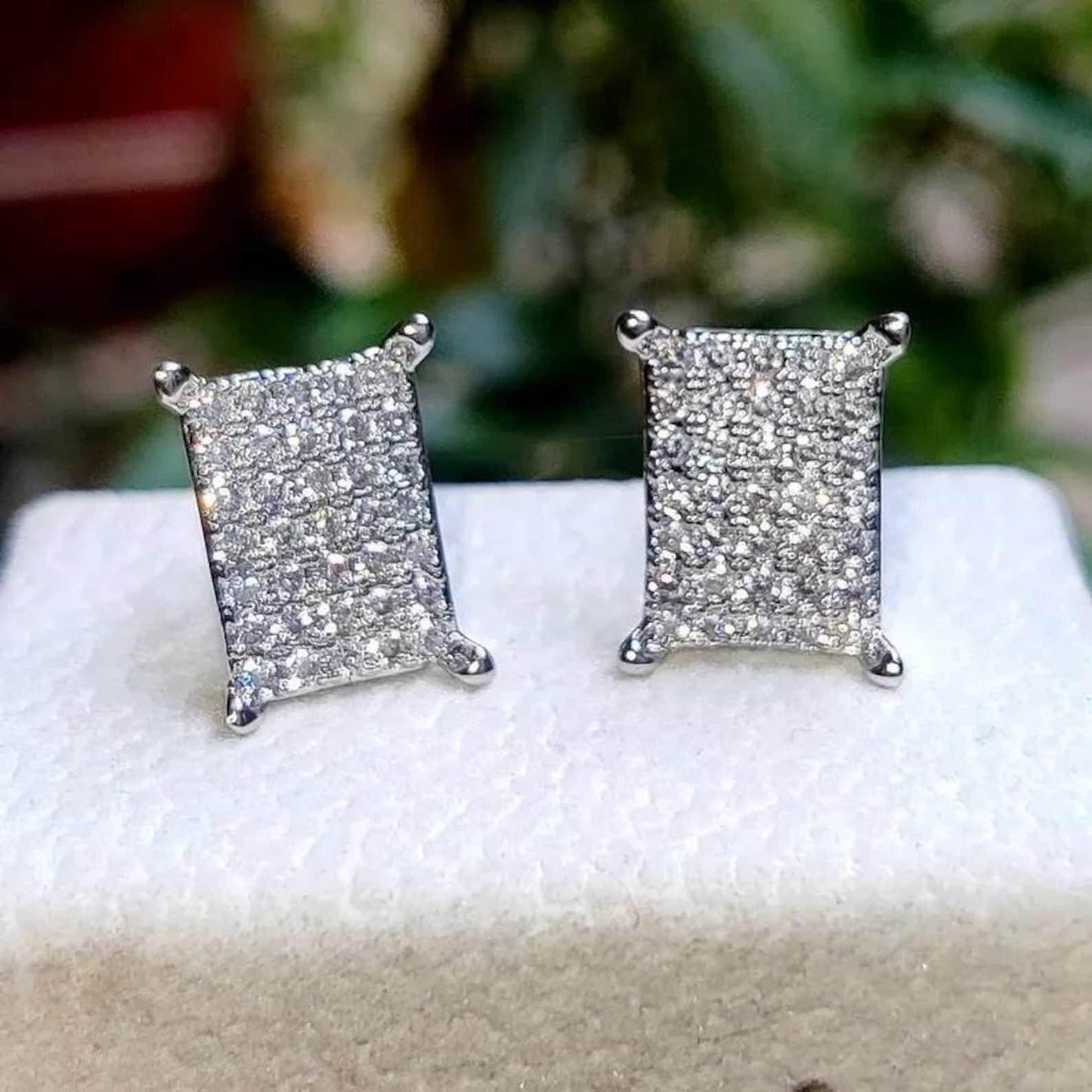 2Ct Round Cut Cluster Stud Earrings Simulated Diamond Earrings 14K White Gold Plated 925 Sterling Silver, Push back , Gift For Birthday