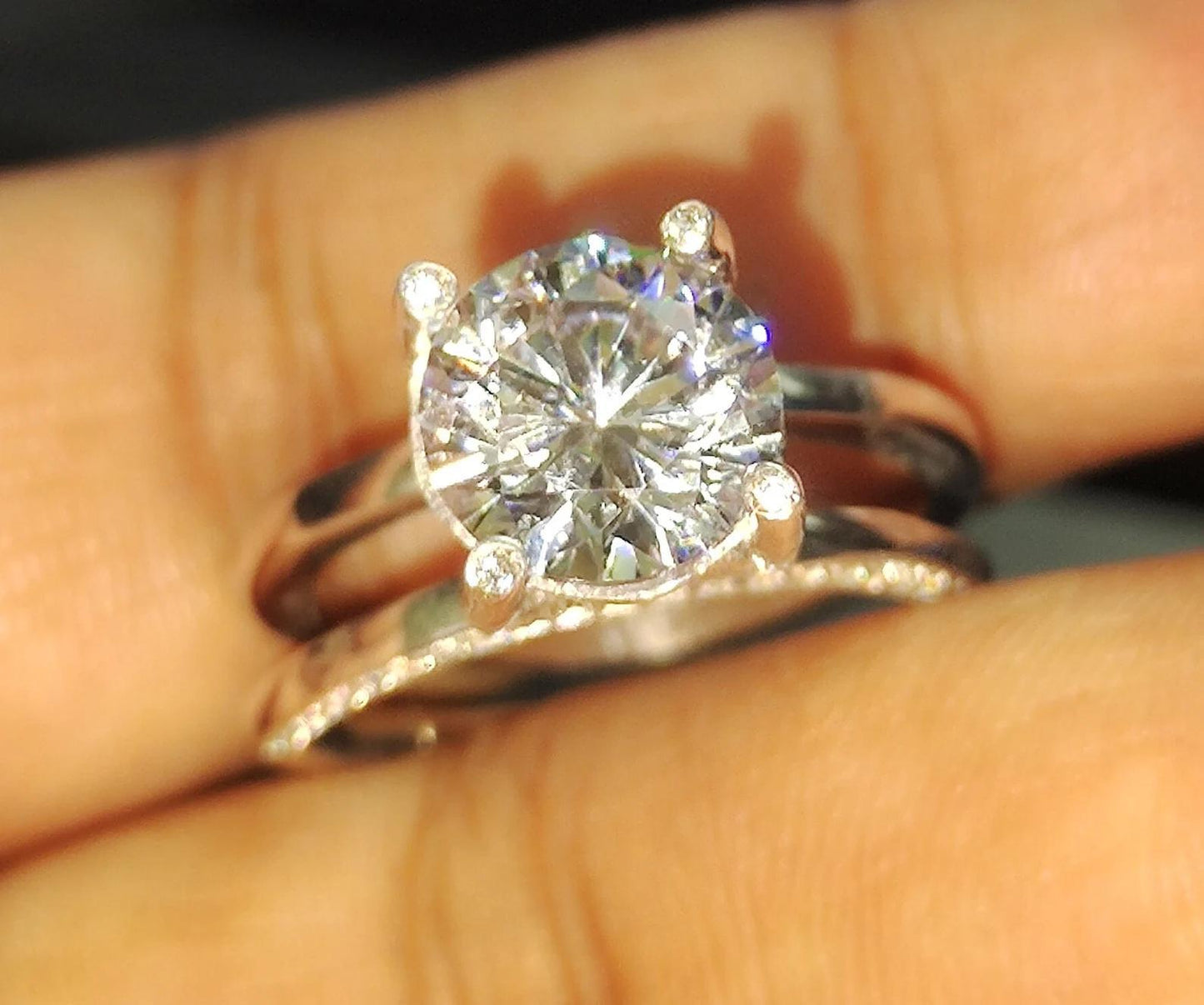 2Ct Round Cut Simulated White Diamond Wedding Women Engagement Anniversary Band Ring 14k White Gold Plated- 925 Silver, Gift for Her