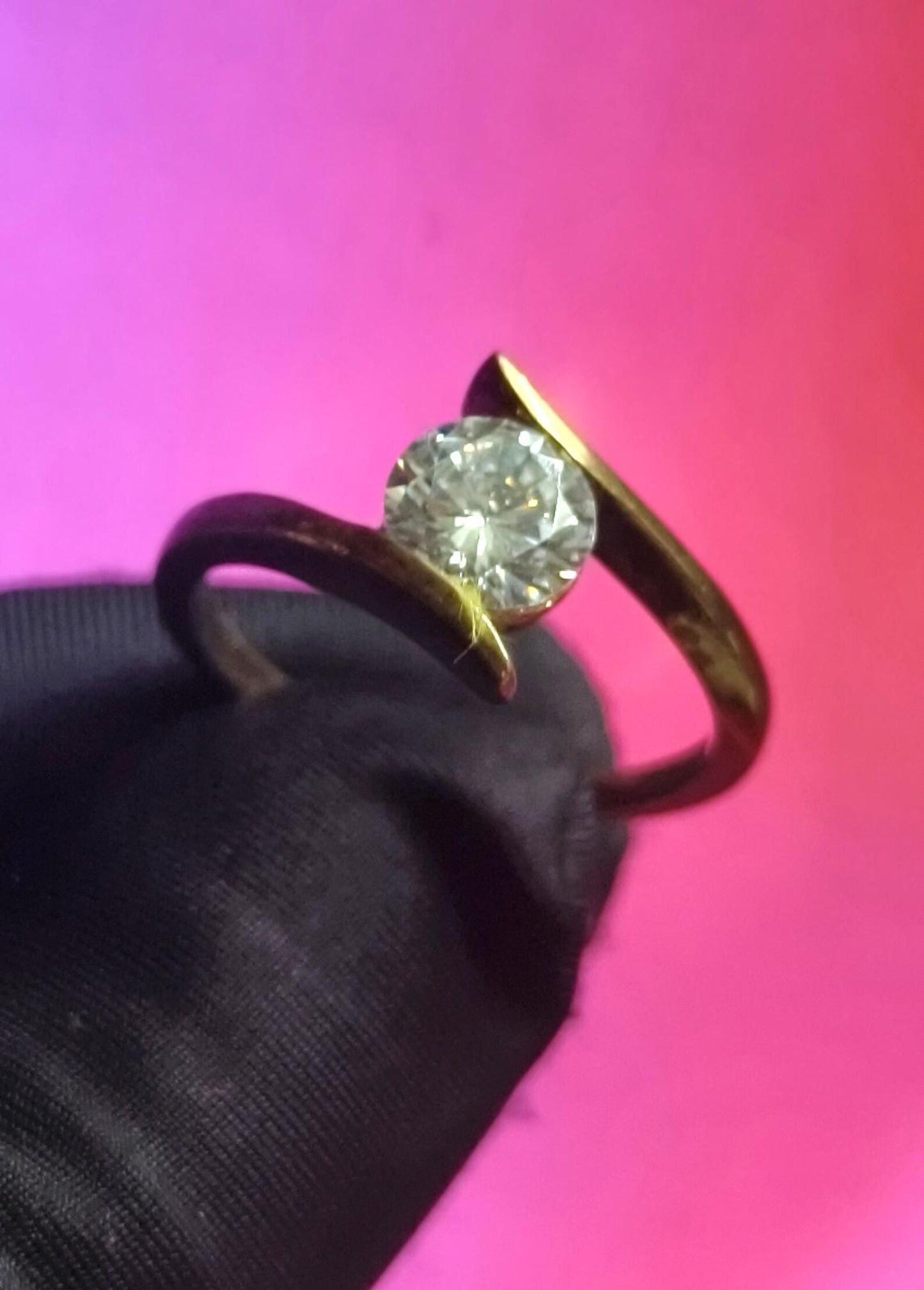 2Ct Moissanite Solitaire Ring Round 14K Yellow Gold Plated 925 Sterling Silver, Anniversary Ring, Wedding Ring, Gift For Her