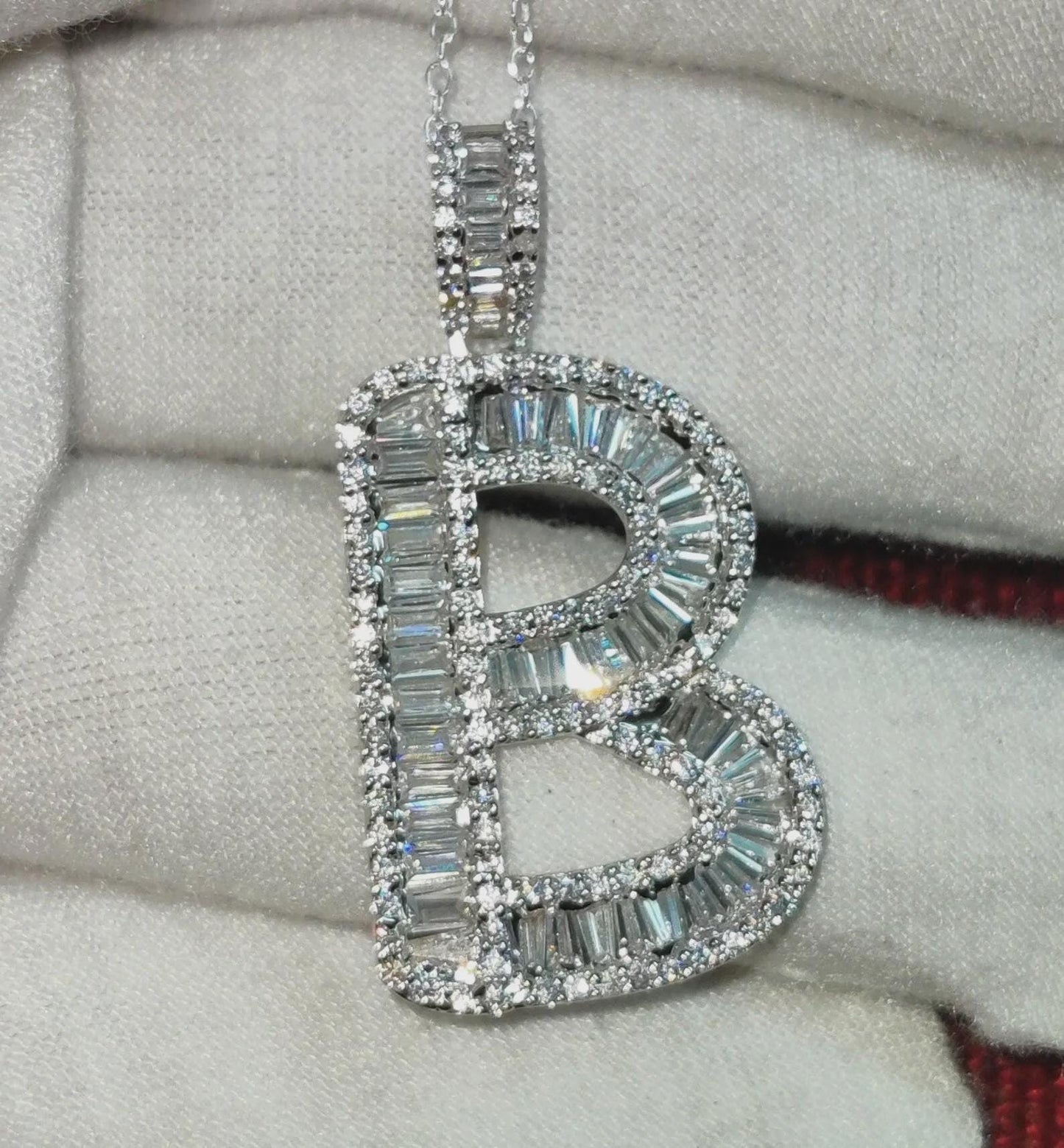 2Ct Diamond Baguette Cut Simulated Diamond Pendant, Custom Any Letter Diamond Pendant, Unisex Diamond Pendant, For Birthday Pendant Gift
