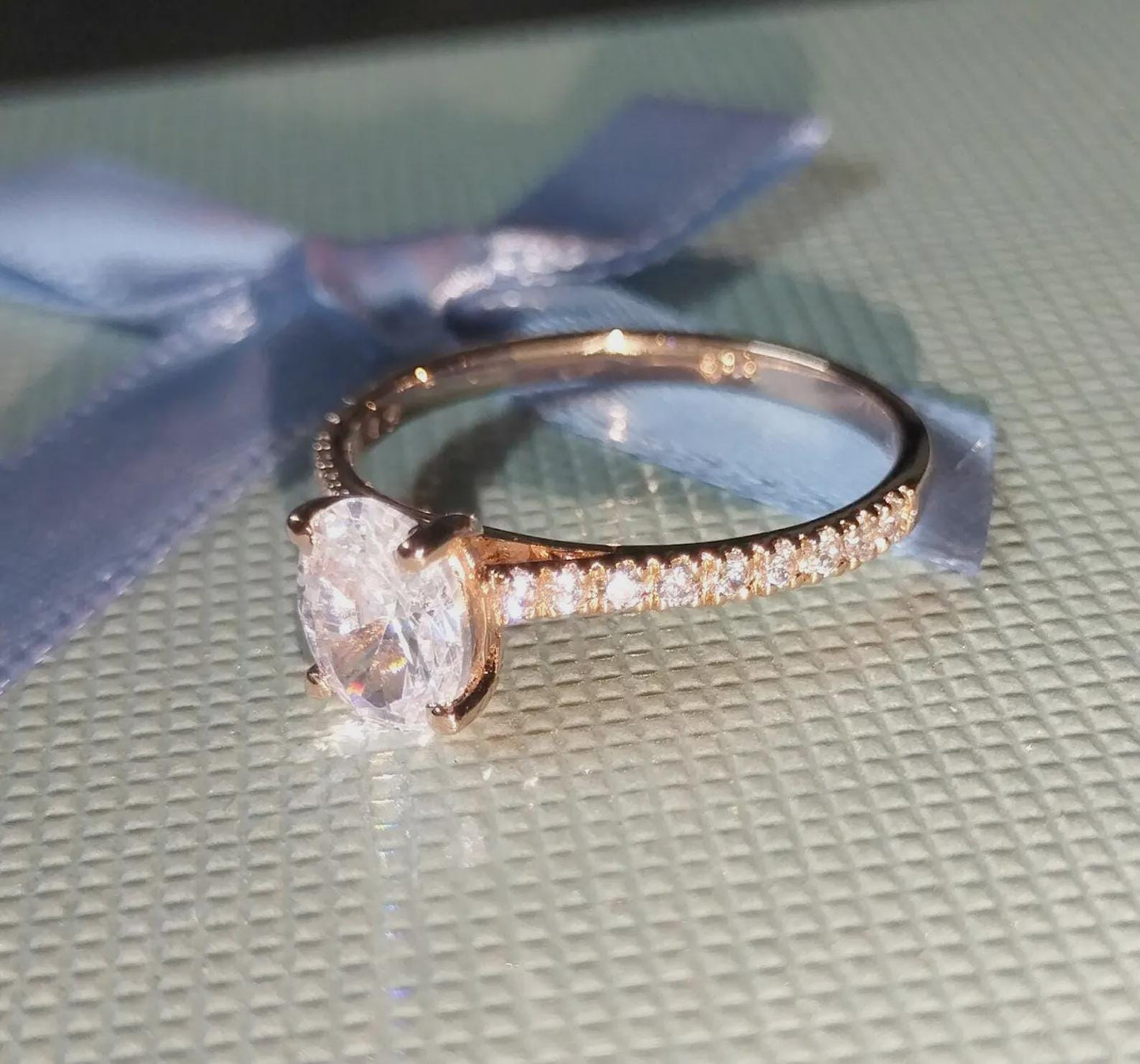 2Ct Diamond Oval Cut Wedding Halo Ring Simulated Diamond Ring 14K Rose Gold Finish 925 Sterling Silver Engagement Ring Anniversary Ring