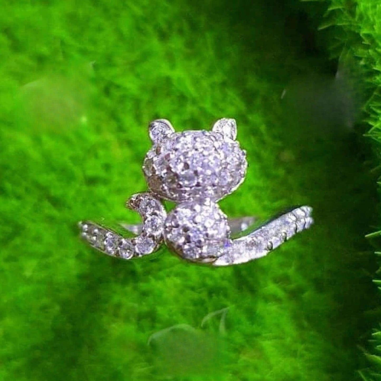 2CT Round Cut VVS1/D Diamond Cat Engagement Wedding Ring Cluster Ring 14K white Gold Plated Cat Tail Elongated Engagement Ring, Gift for her