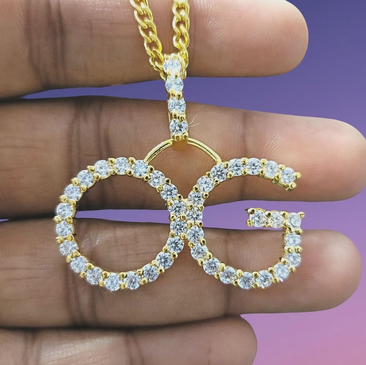 Round Cut Moissanite Custom Initial Letter Pendant 14K Yellow Gold Plated Free Chain 18" 925 Silver, Alphabet Letter Custom Pendant