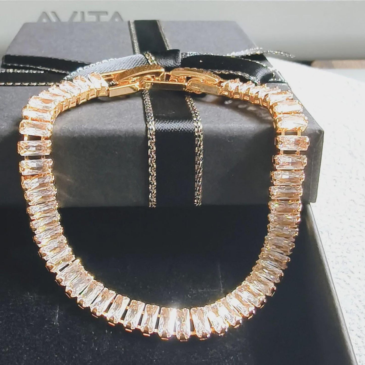 12Ct Radiant Baguette Cut VVS1/D Diamond Lab-Created Gemstone Tennis Bracelet 14K Yellow Gold Plated Diamond Bracelet 7.5" Inch 925 Silver