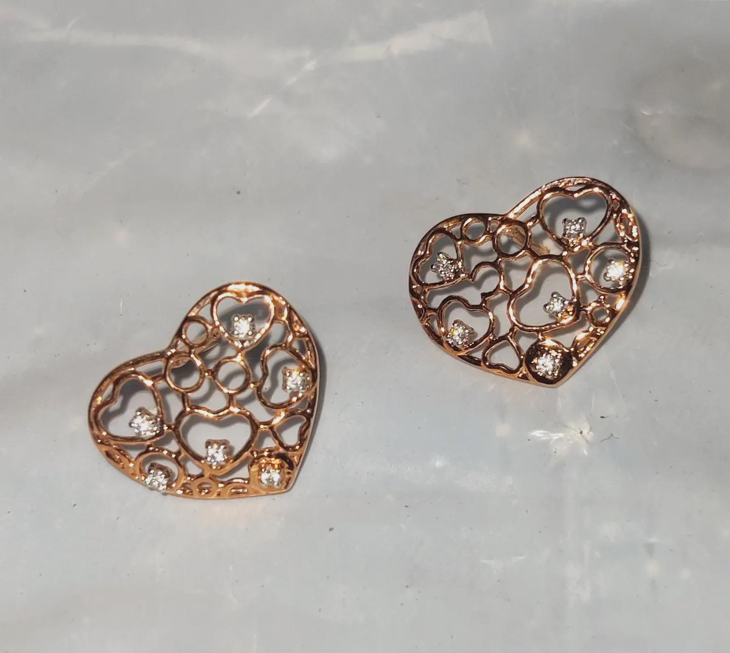 1Ct Diamond Stud Earrings VVS1 Diamond Cluster Heart Stud Earrings 14K Rose Gold Finish 925 Silver Stud Earrings Push Back Stud