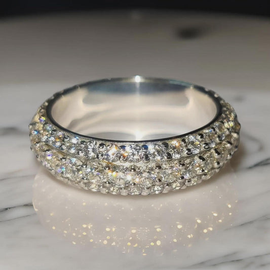 2Ct Diamond Band Ring Lab-Created Round Diamond Wedding Anniversary Band Ring 14K White Gold Finish 925 Silver Band Unisex Engagement Ring