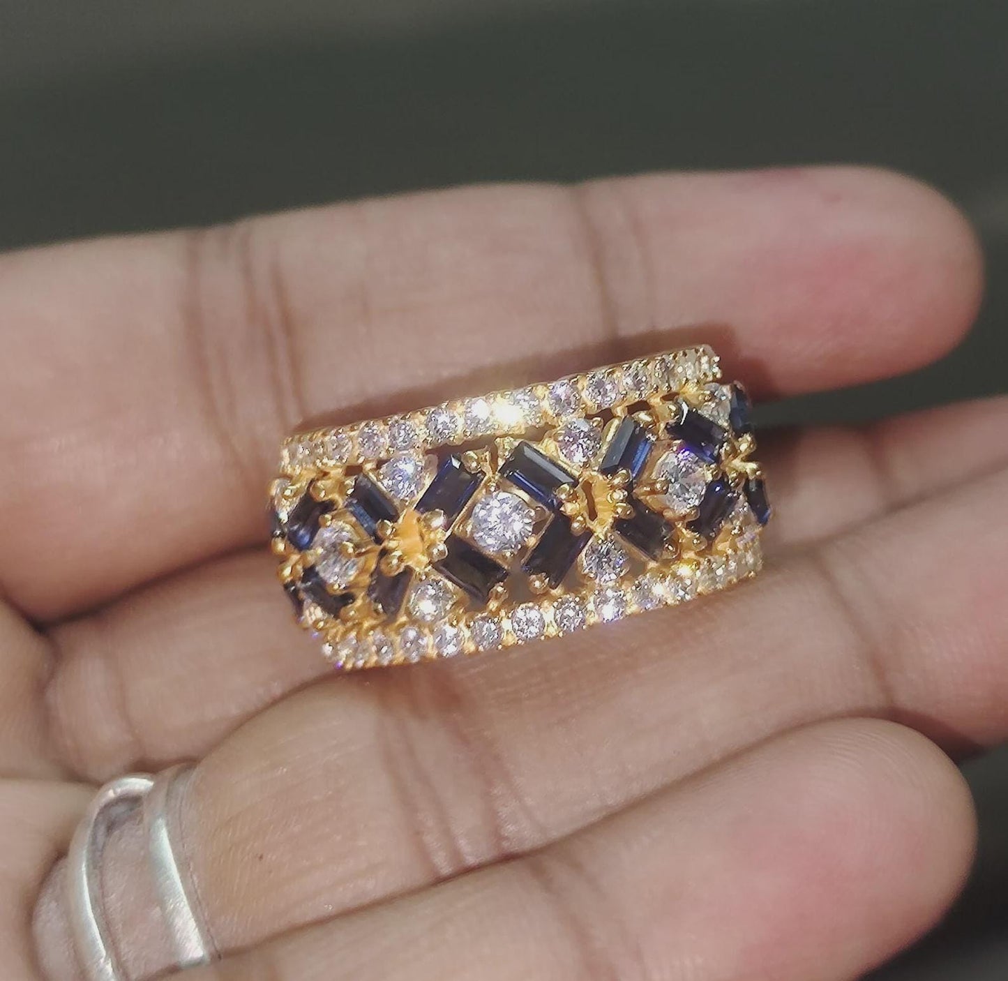 2Ct Baguette Cut Blue Sapphire Engagement Anniversary Wedding Women's Band Ring 14K Yellow Gold Finish Gift For Her ,Birthday Gift,