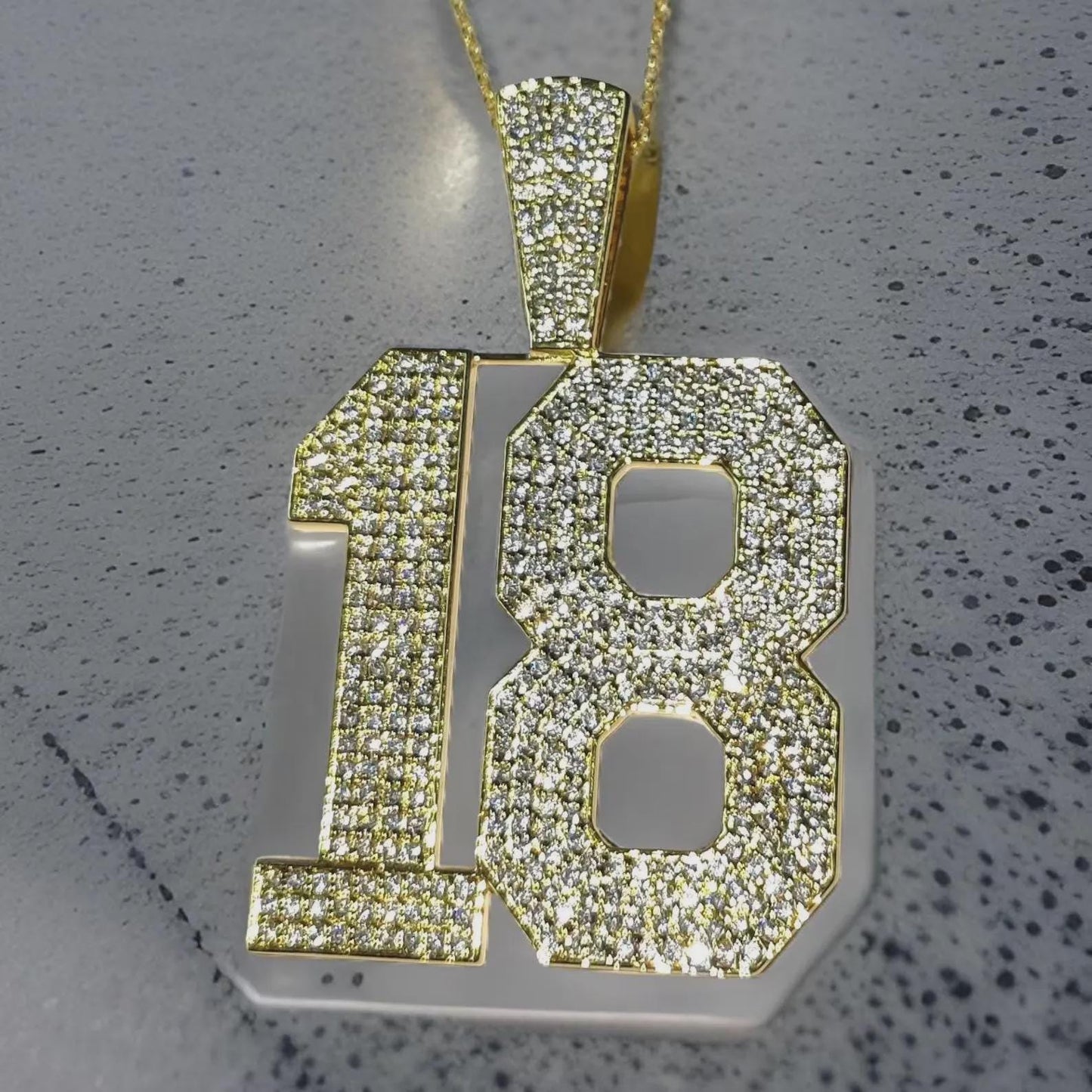 2Ct Diamond Number Pendant Round Simulated Diamond Pendant 14K Yellow Gold Plated Custom Any Number Pendant , Hip Hop Pendant