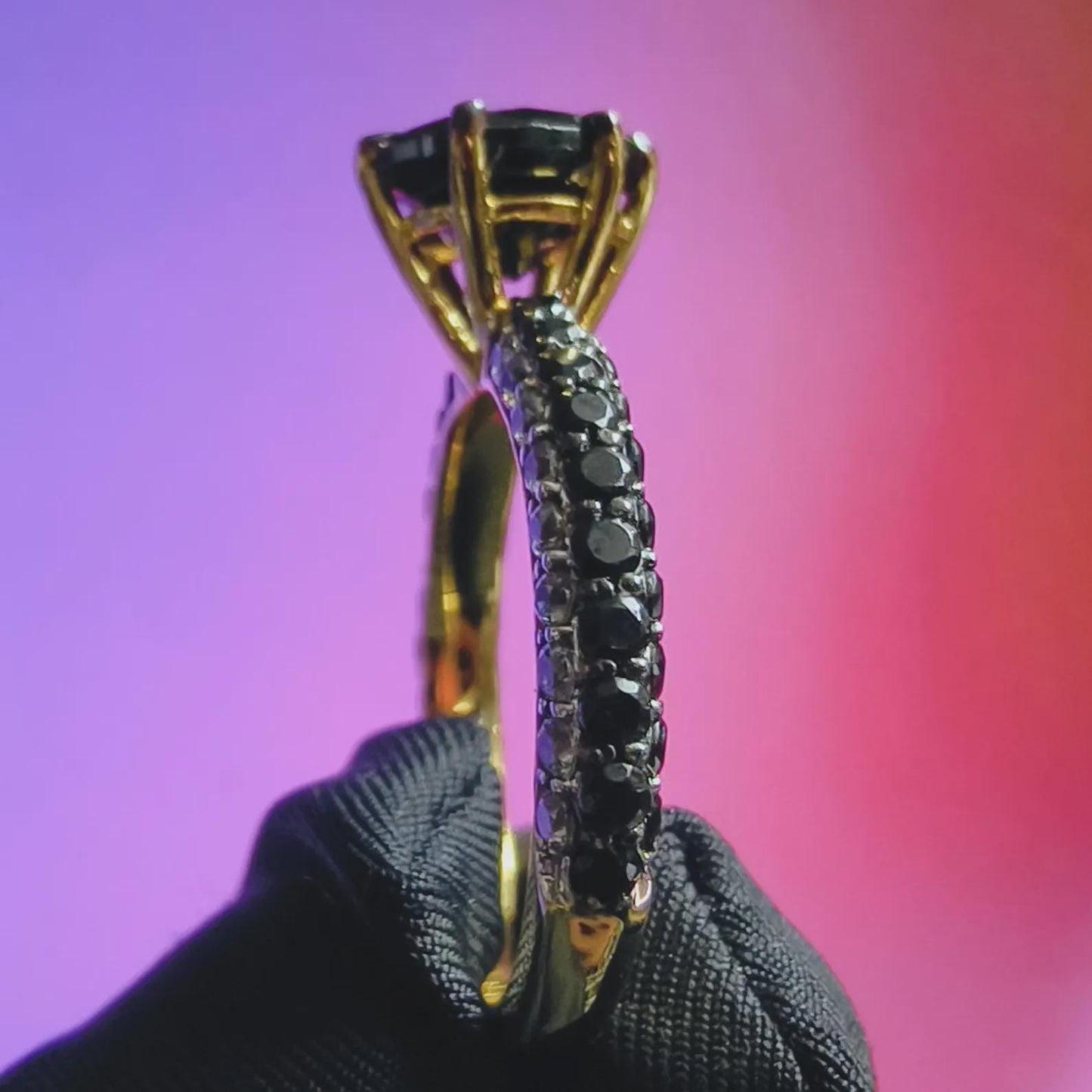 2Ct Round Cut Solitaire Anniversary Ring Simulated Black Diamond Ring 14K Two Tone Gold Plated 925 Silver, Engagement Ring, for Wedding Gift