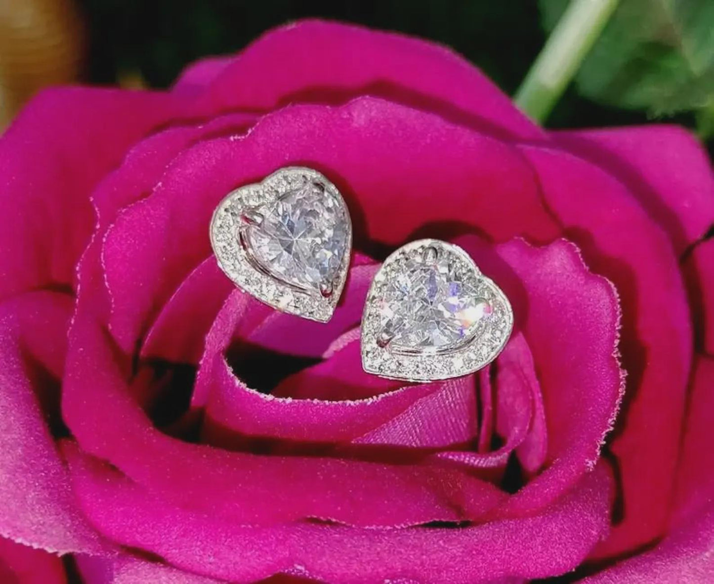 2Ct Heart Cut Solitaire Prong Stud Earrings Simulated Diamond Earrings 14K White Gold Finish 925 Silver Stud Earring, Gift For Anniversary