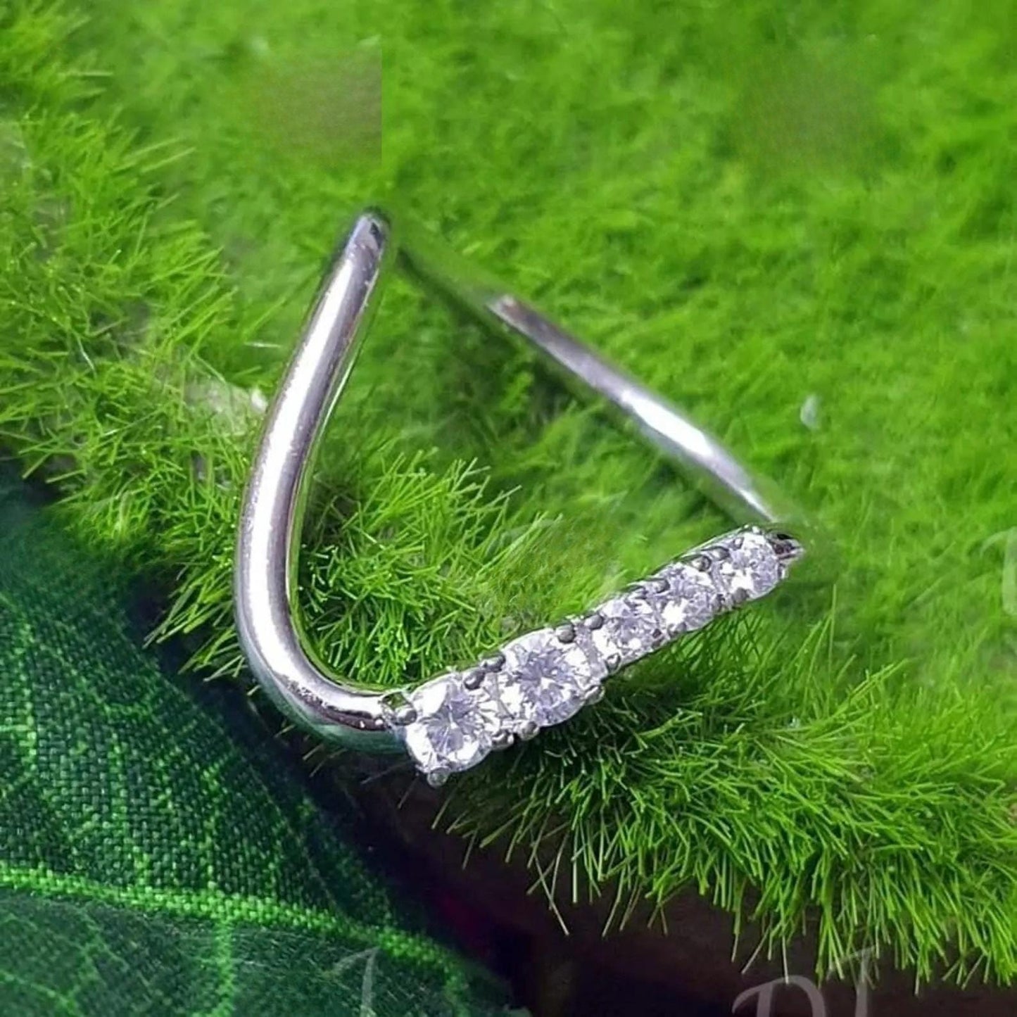 1.50Ct Round Cut Simulated Diamond Wedding Engagement Five Stone Band Women's Engagement Ring 14K White Gold Plated 925 Silver