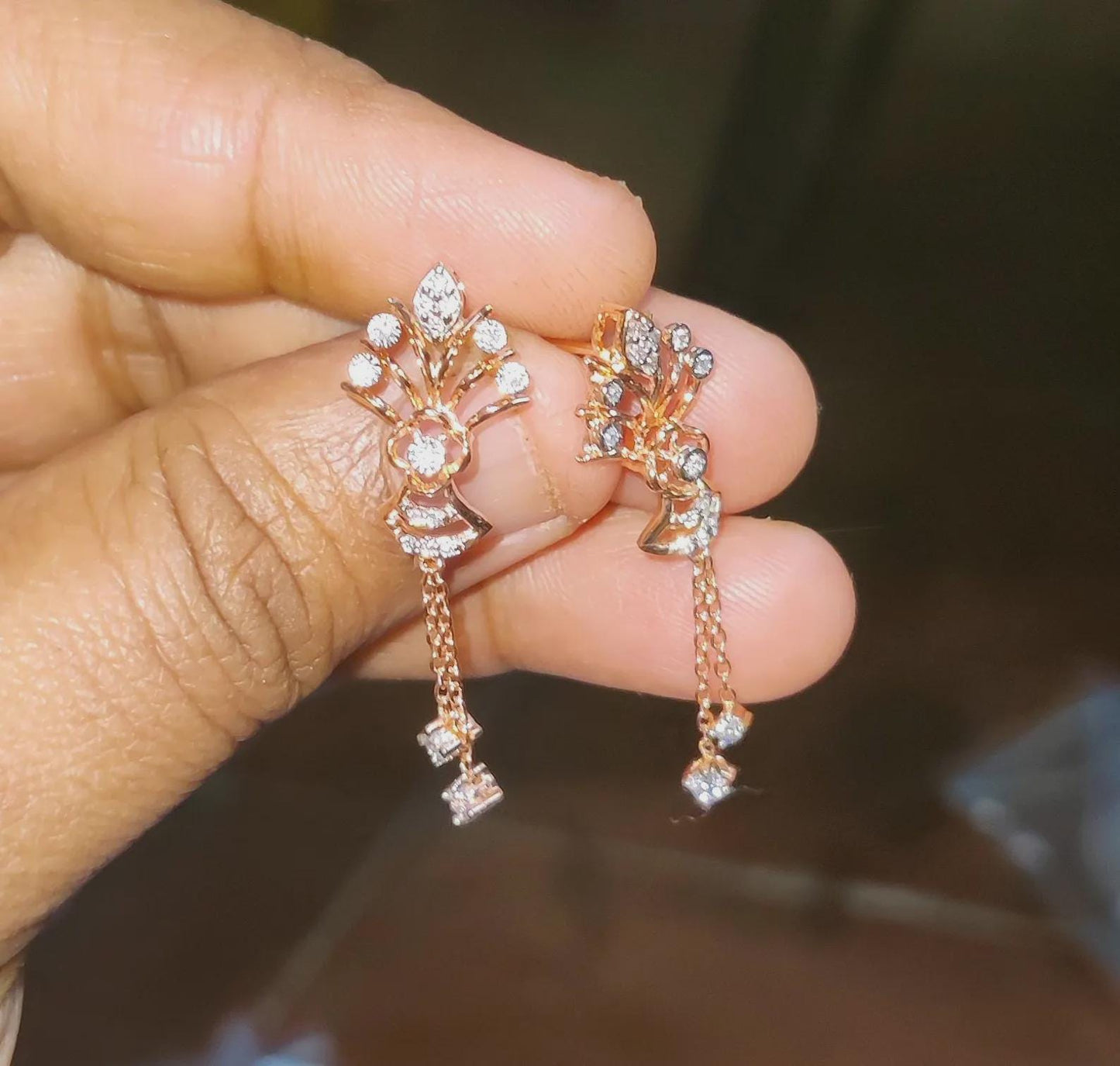 2Ct Round Cut Simulated Diamond Drop Dangle Women's Earrings 14K Rose Gold Plated 925 Sterling Silver, Gift For Birthday Wear