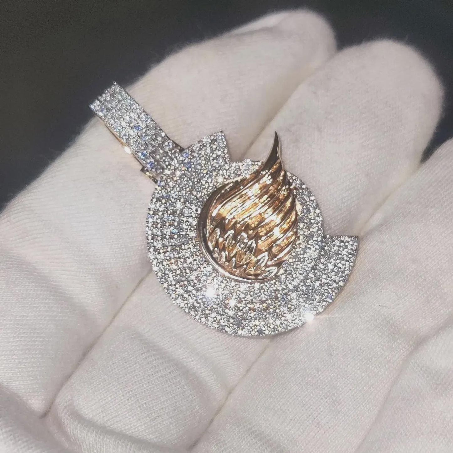 Round Cut Custom Any Name Lab Created Diamond Pendant 14K Two Tone Gold Plated Diamond Unisex Pendant, For Birthday Gift ,Party Wear