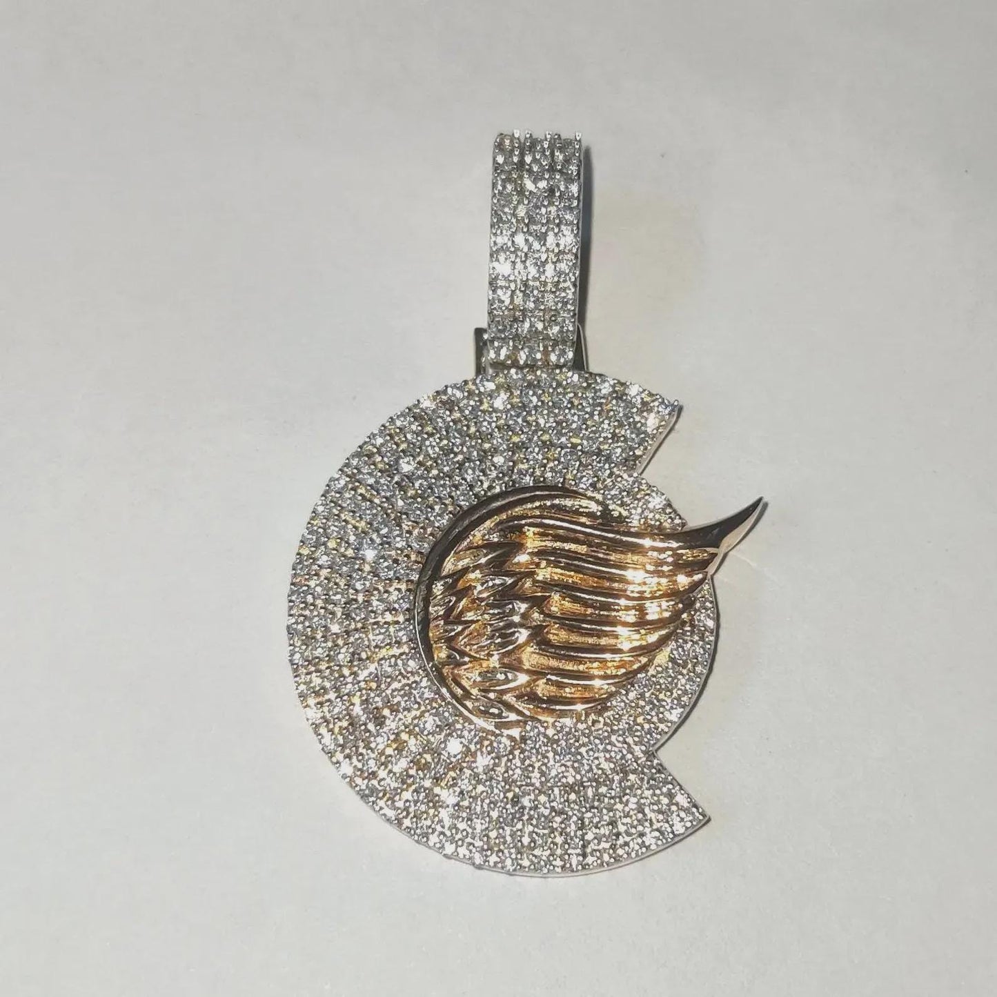 Round Cut Custom Any Name Lab Created Diamond Pendant 14K Two Tone Gold Plated Diamond Unisex Pendant, For Birthday Gift ,Party Wear