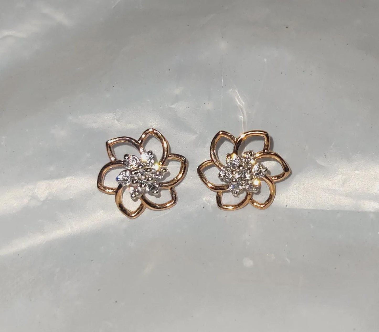 1Ct Diamond Stud Earrings VVS1 Diamond Cluster Flower Stud Earrings 14K Rose Gold Finish 925 Silver Stud Earrings Push Back Stud