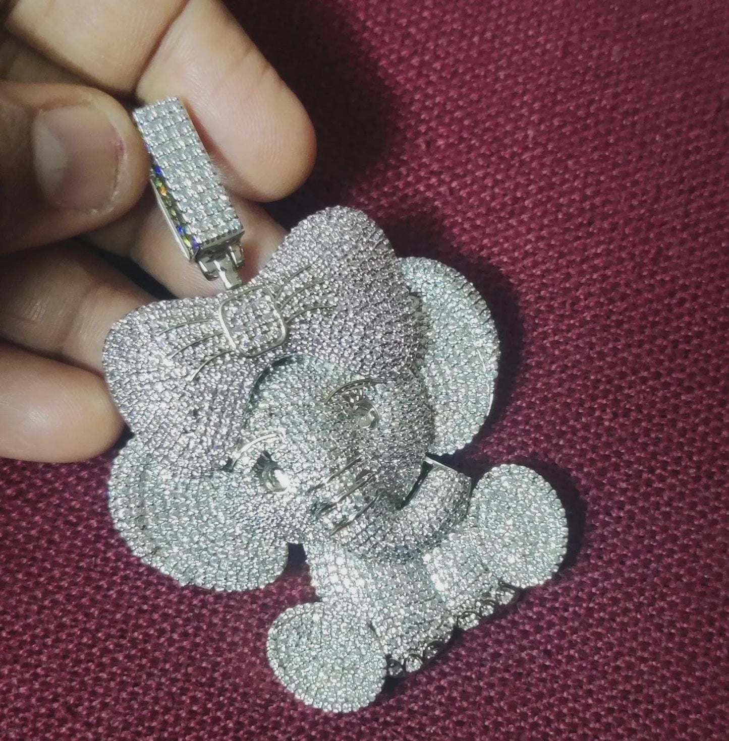 3Ct Diamond Round Cut Simulated Diamond Pendant, Cartoon Pendant 14K White Gold Finish 925 Sterling Silver Birthday and Party Pendant Gift