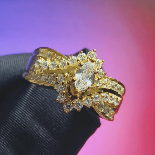 2Ct Marquise Cut Simulated White Diamond Wedding Engagement Anniversary Ring 14k Yellow Gold Plated- 925 Silver, Gift