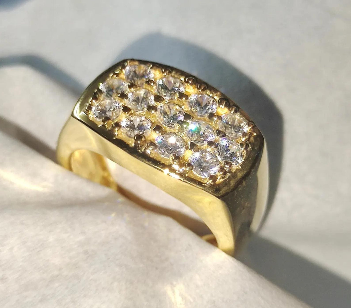 2Ct Round Cut Wedding Ring Simulated Diamond Band Ring 14K Yellow Gold Finish 925 Sterling Silver Ring Anniversary Ring, Gift For Birthday