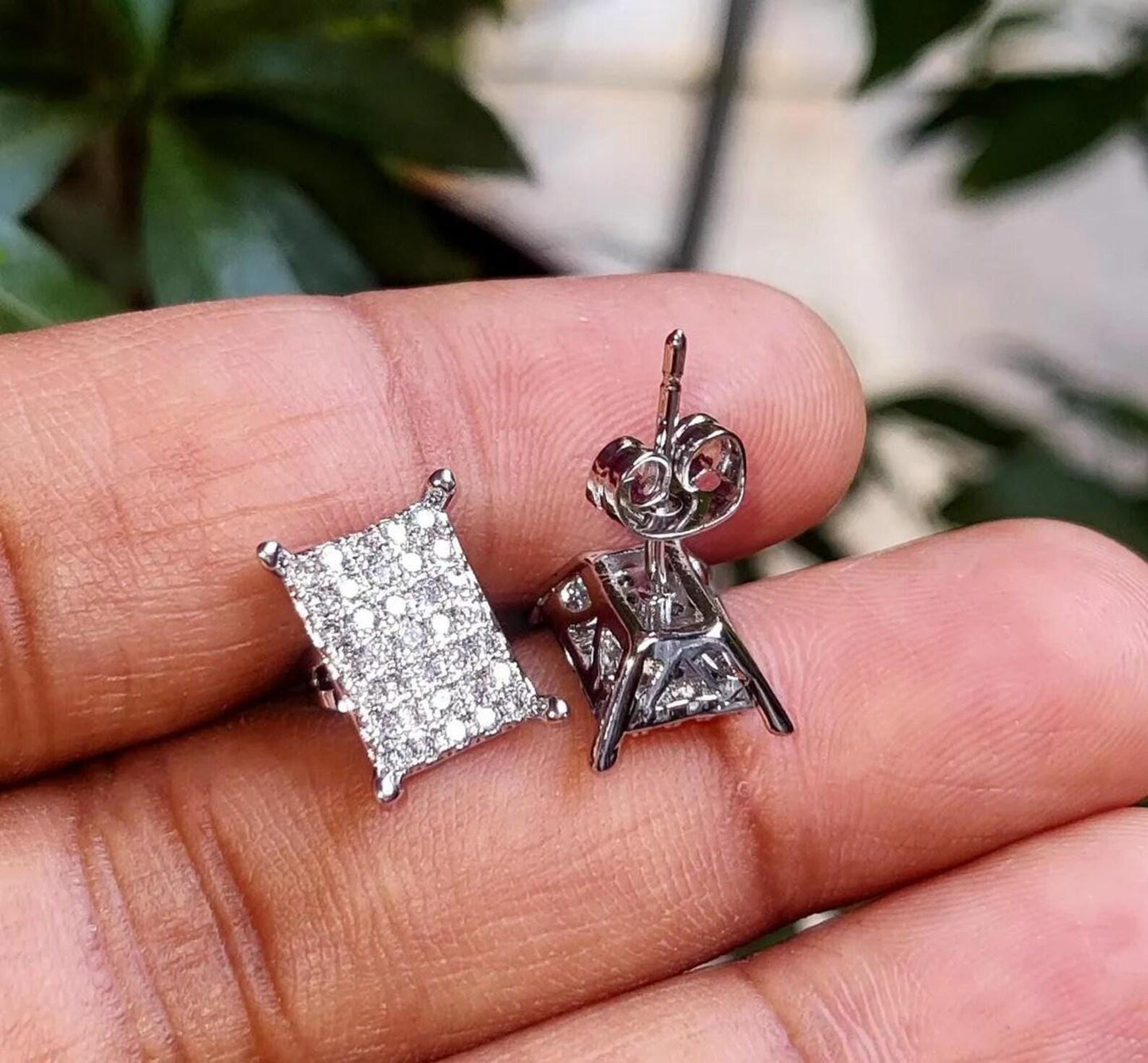 2Ct Round Cut Cluster Stud Earrings Simulated Diamond Earrings 14K White Gold Plated 925 Sterling Silver, Push back , Gift For Birthday