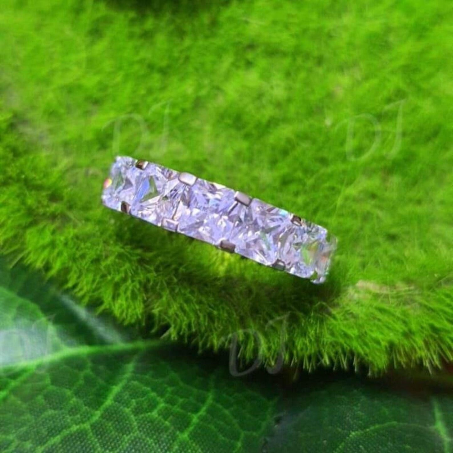 2Ct Princess Cut Diamond Seven-Stone Engagement Ring 14K White Gold Plated 925 Silver Anniversary Band Ring Simulated Diamond Gift for her