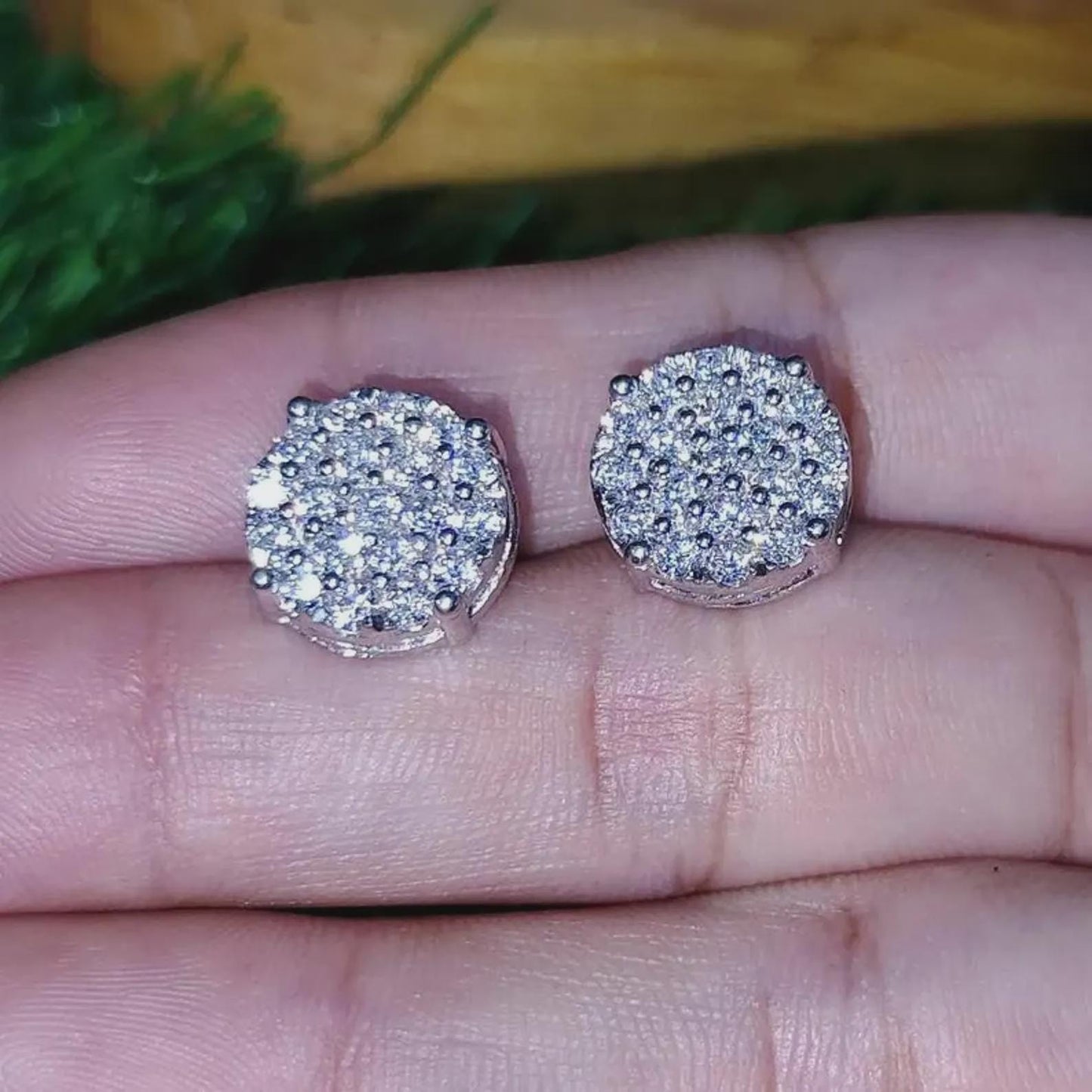 2Ct Round Cut Diamond Women's Stud Earrings Cluster Halo Stud Earrings 14K White Gold Finish 925 Silver Stud Earrings Screw Back Stud