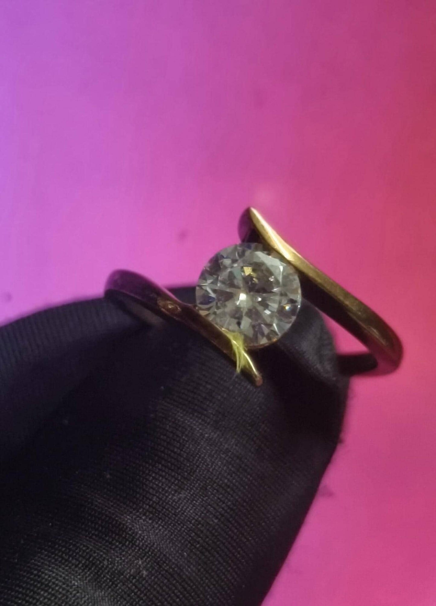 2Ct Moissanite Solitaire Ring Round 14K Yellow Gold Plated 925 Sterling Silver, Anniversary Ring, Wedding Ring, Gift For Her