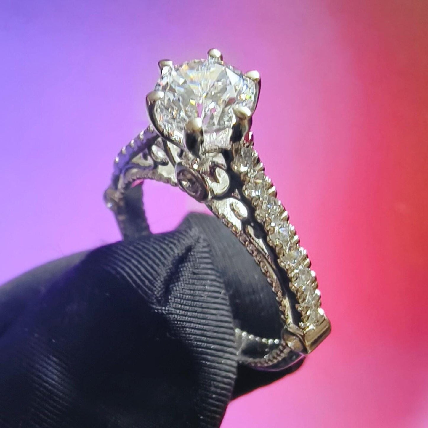 Round Cut Simulated White Diamond Wedding Engagement Anniversary Ring 14k White Gold Plated- 925 Silver, Gift for Her