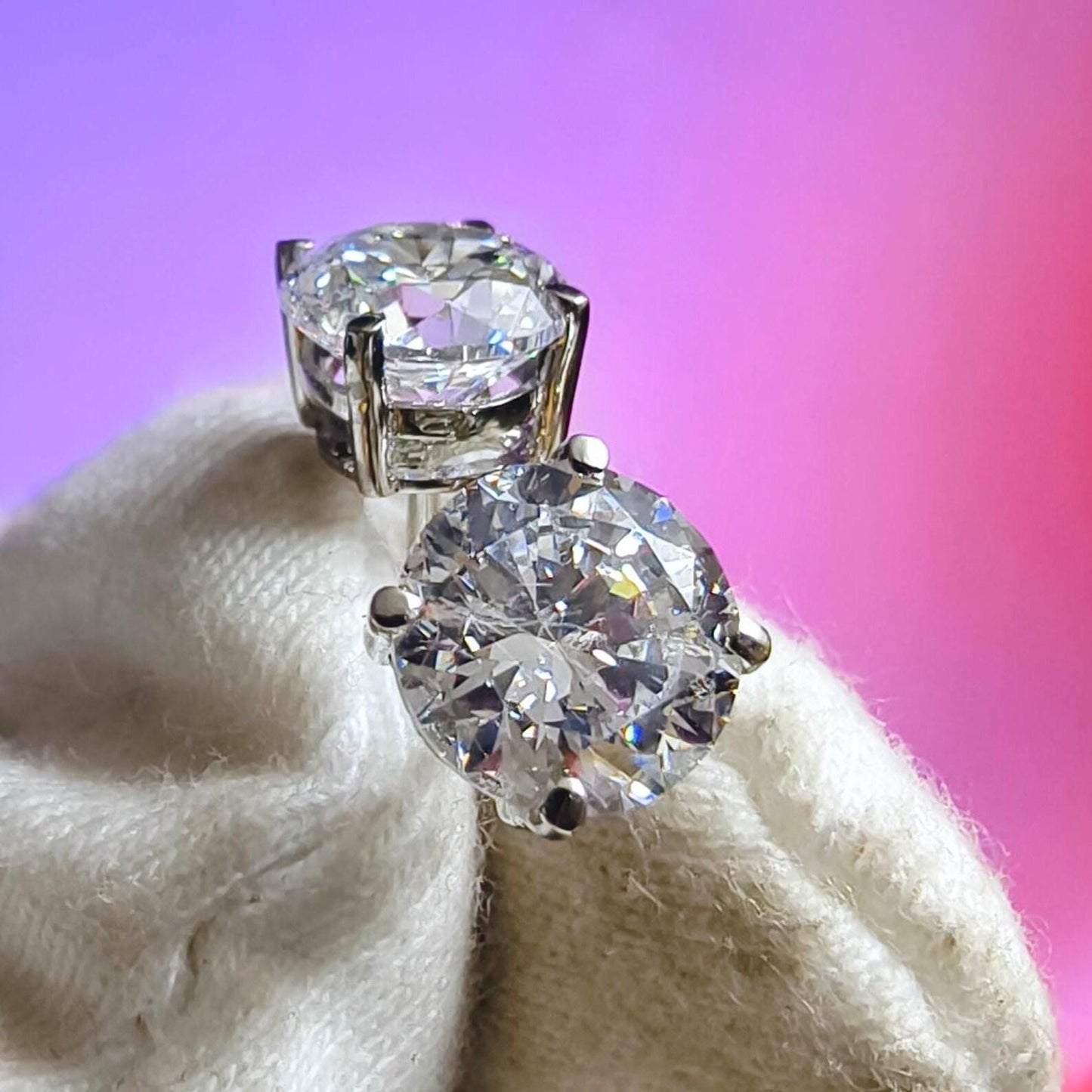 2Ct Round Cut VVS1 Diamond 14K White Gold Finish Halo Stud Earrings 925 Sterling Silver For Birthday gift and Daily wear