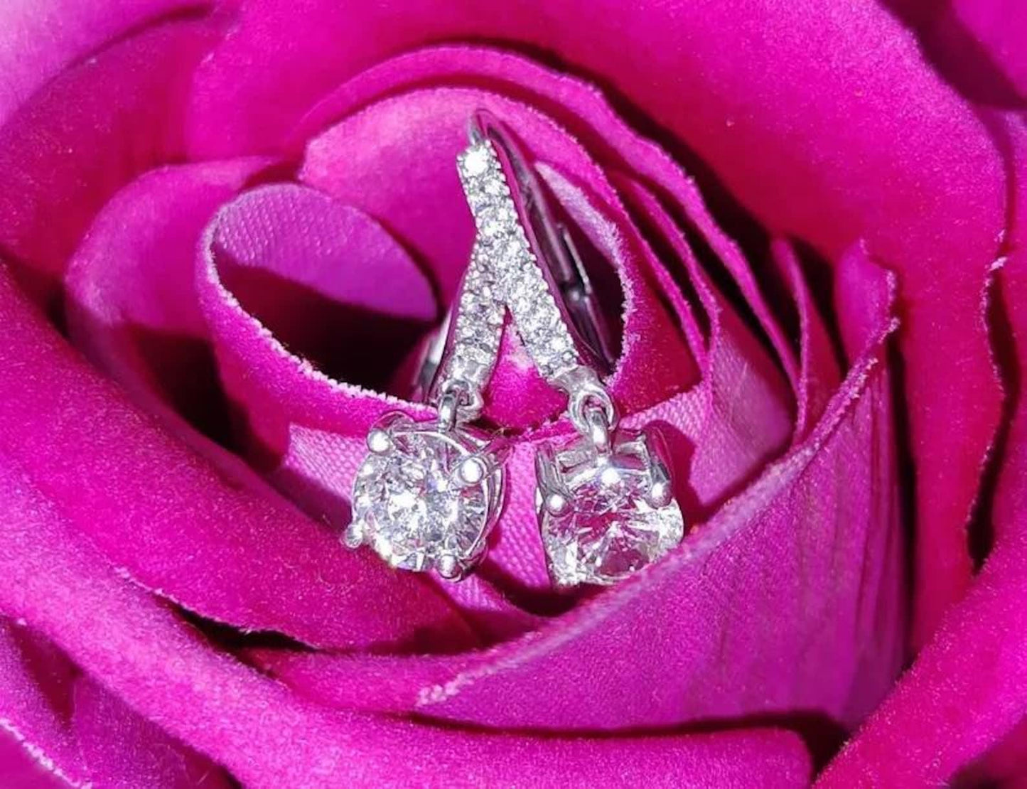 2Ct Round Cut Simulated Diamond Drop Dangle Women's Earrings 14K White Gold Plated 925 Sterling Silver, Gift For Birthday Wear