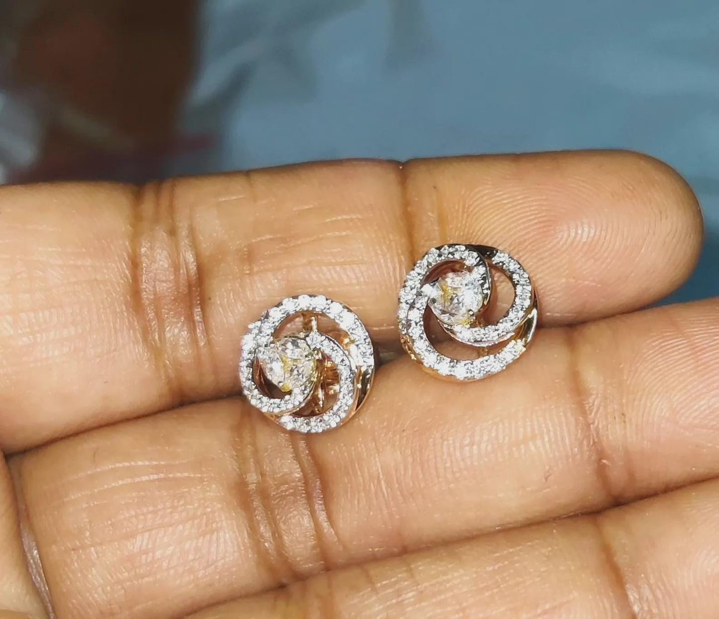 1.50Ct Diamond Stud Earrings VVS1 Diamond Cluster Women's Stud Earrings 14K Rose Gold Finish 925 Silver Stud Earrings Push Back Stud