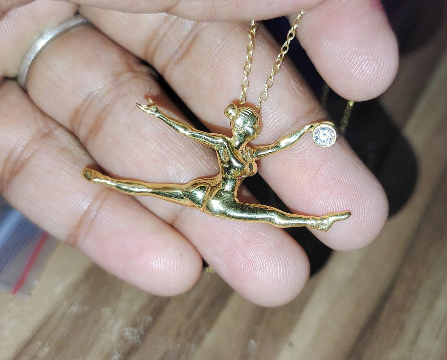 0.20Ct Round Lab-Created Diamond Dancing Lady Pendant 14K Yellow Gold Plated Hip Hop Circle Pendant Diamond Pendant 925 Sterling Silver